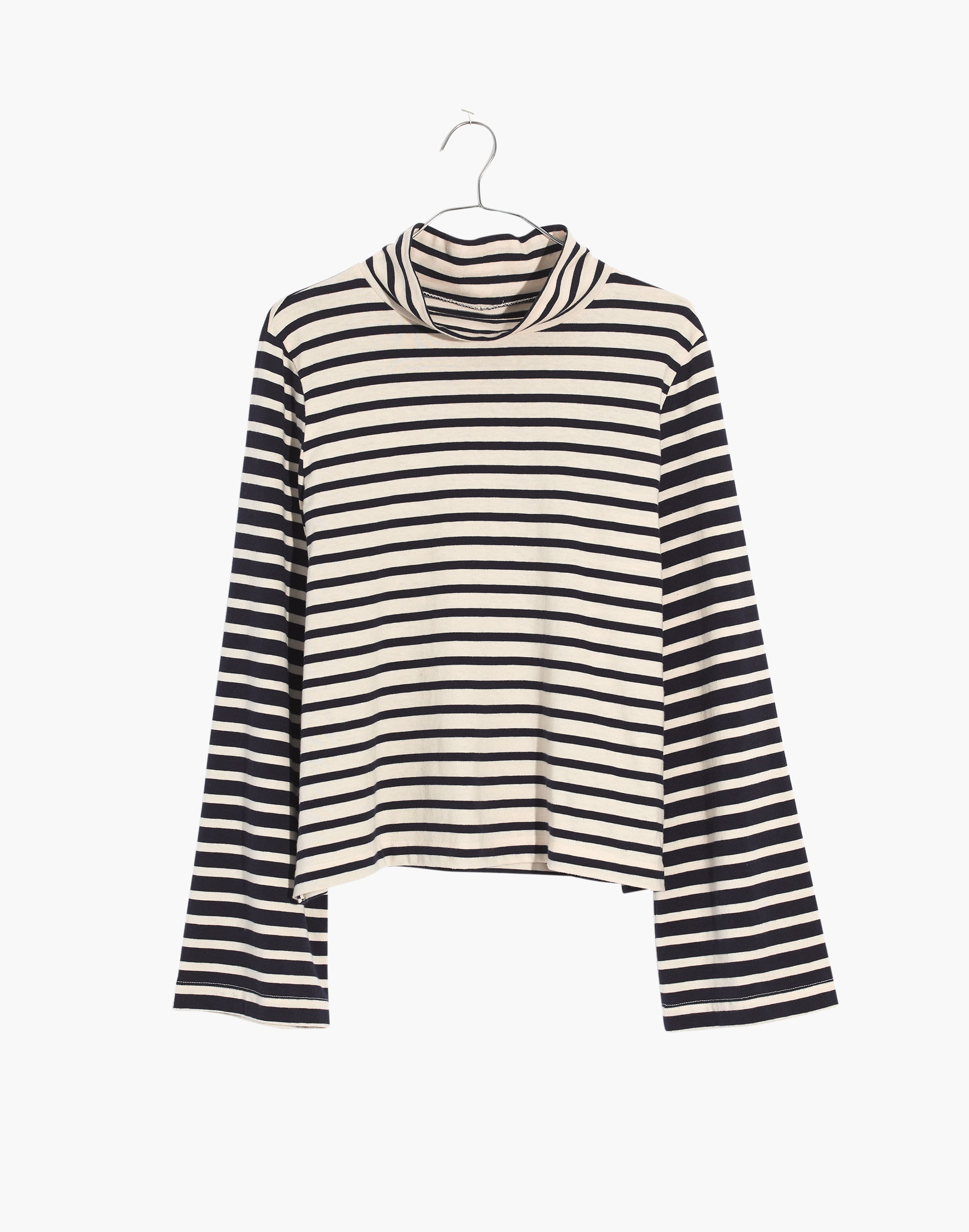 Wide-Sleeve Turtleneck in Stripe-Block