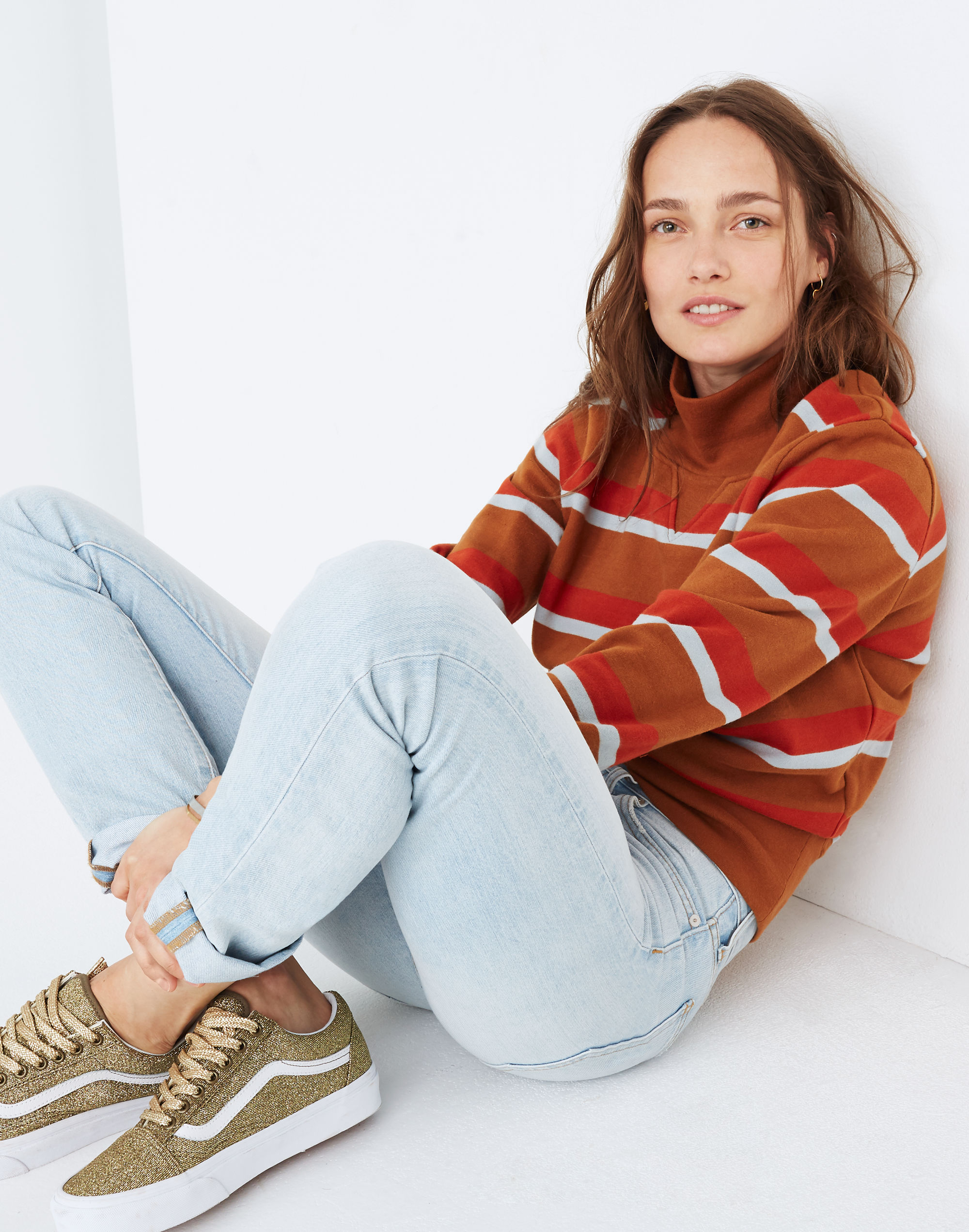 turtleneck sweatshirt in stripe