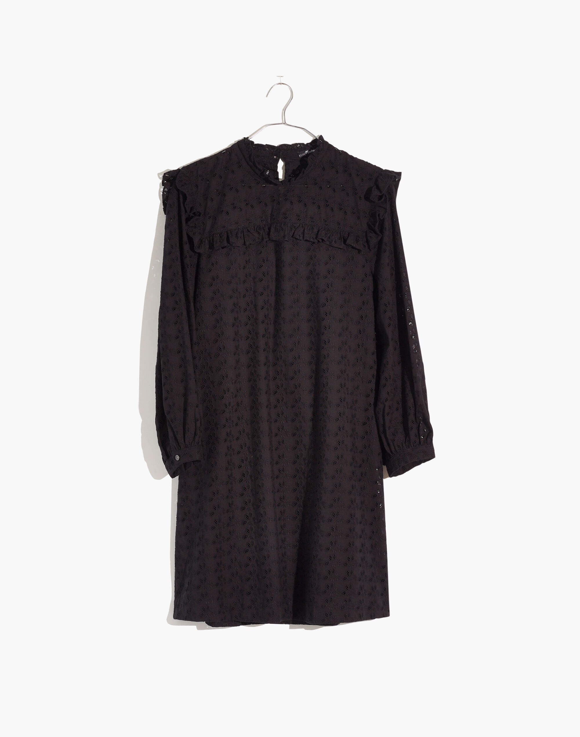 Eyelet Mockneck Ruffle Dress