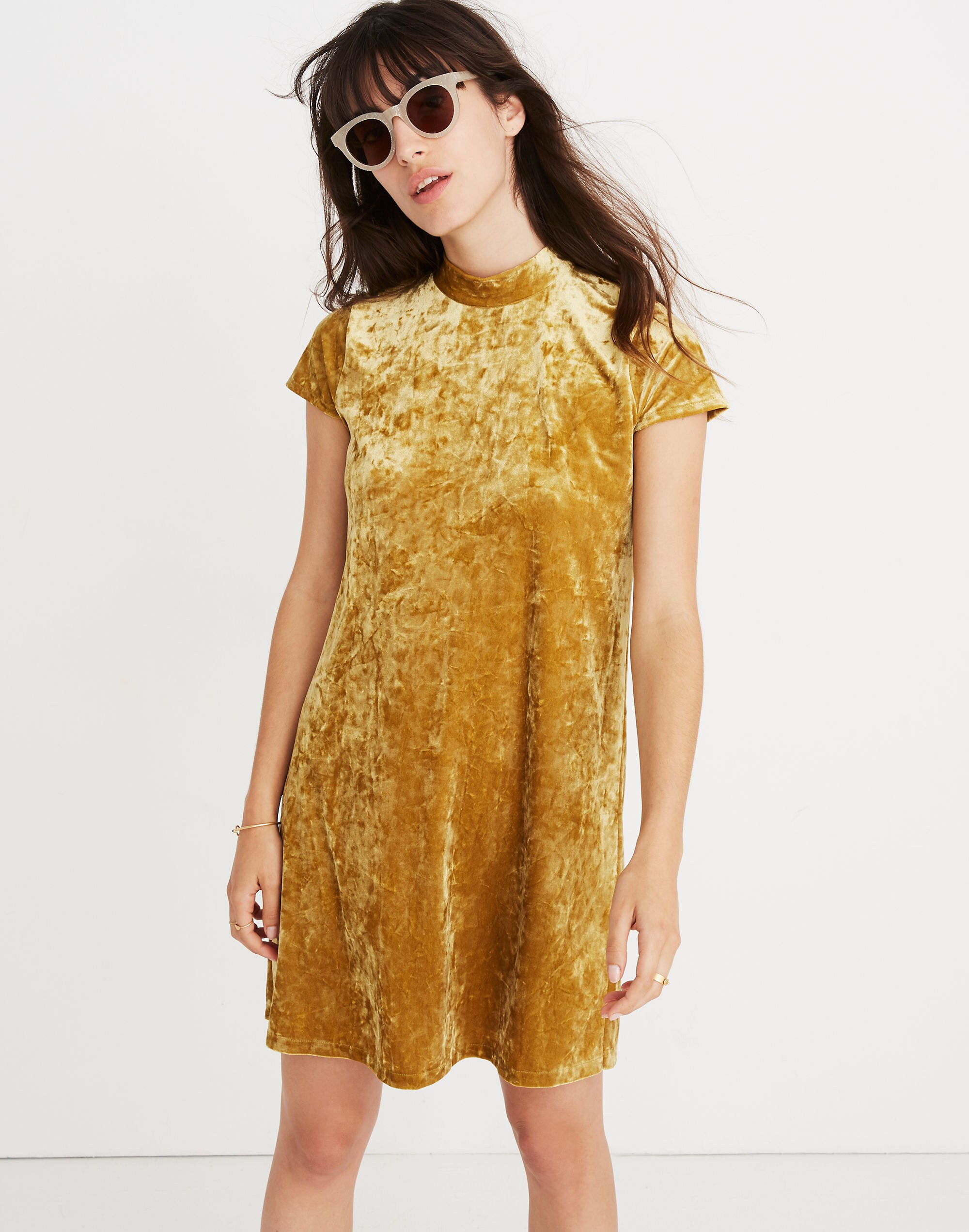 Crushed Velvet Mockneck Dress