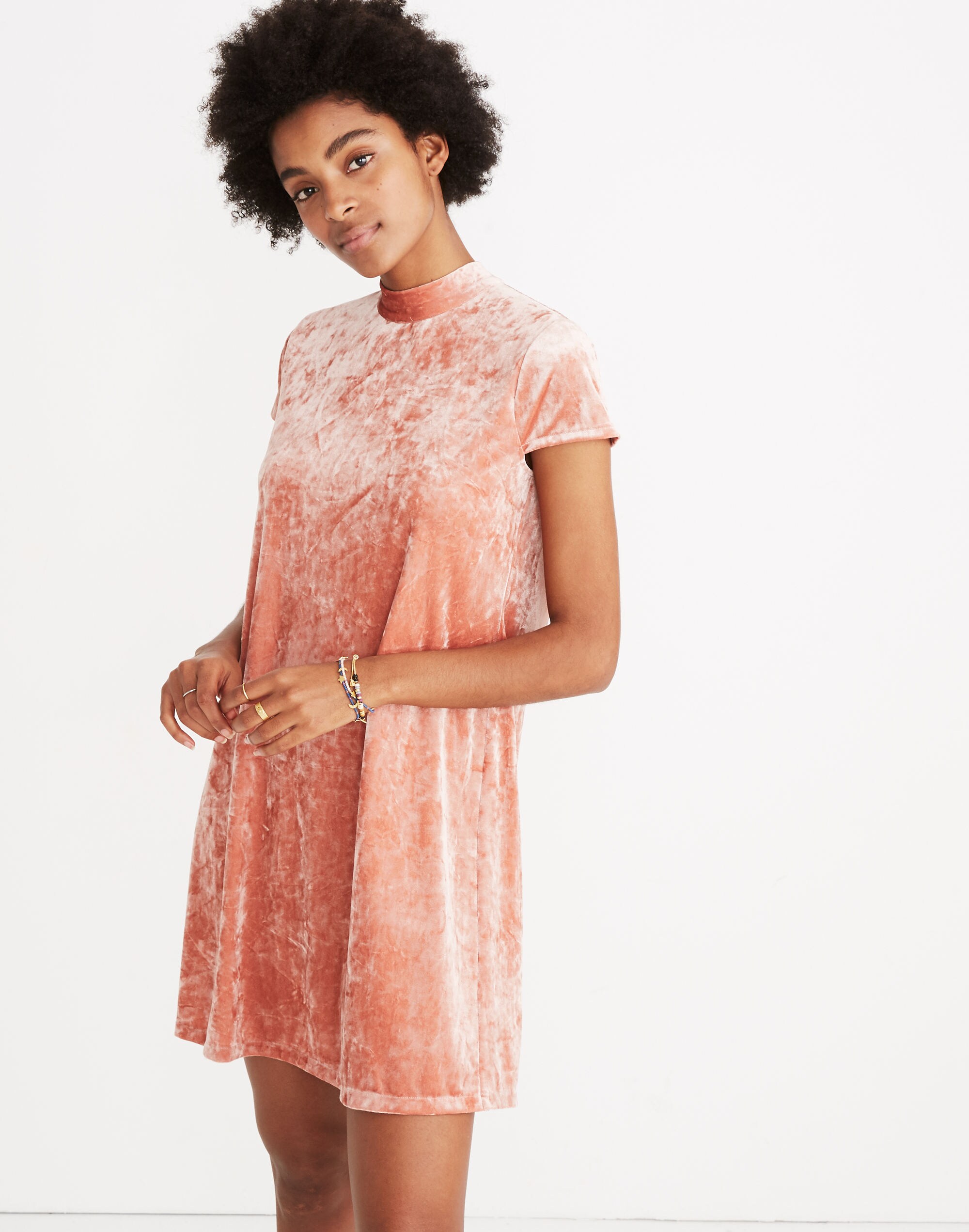 Crushed Velvet Mockneck Dress