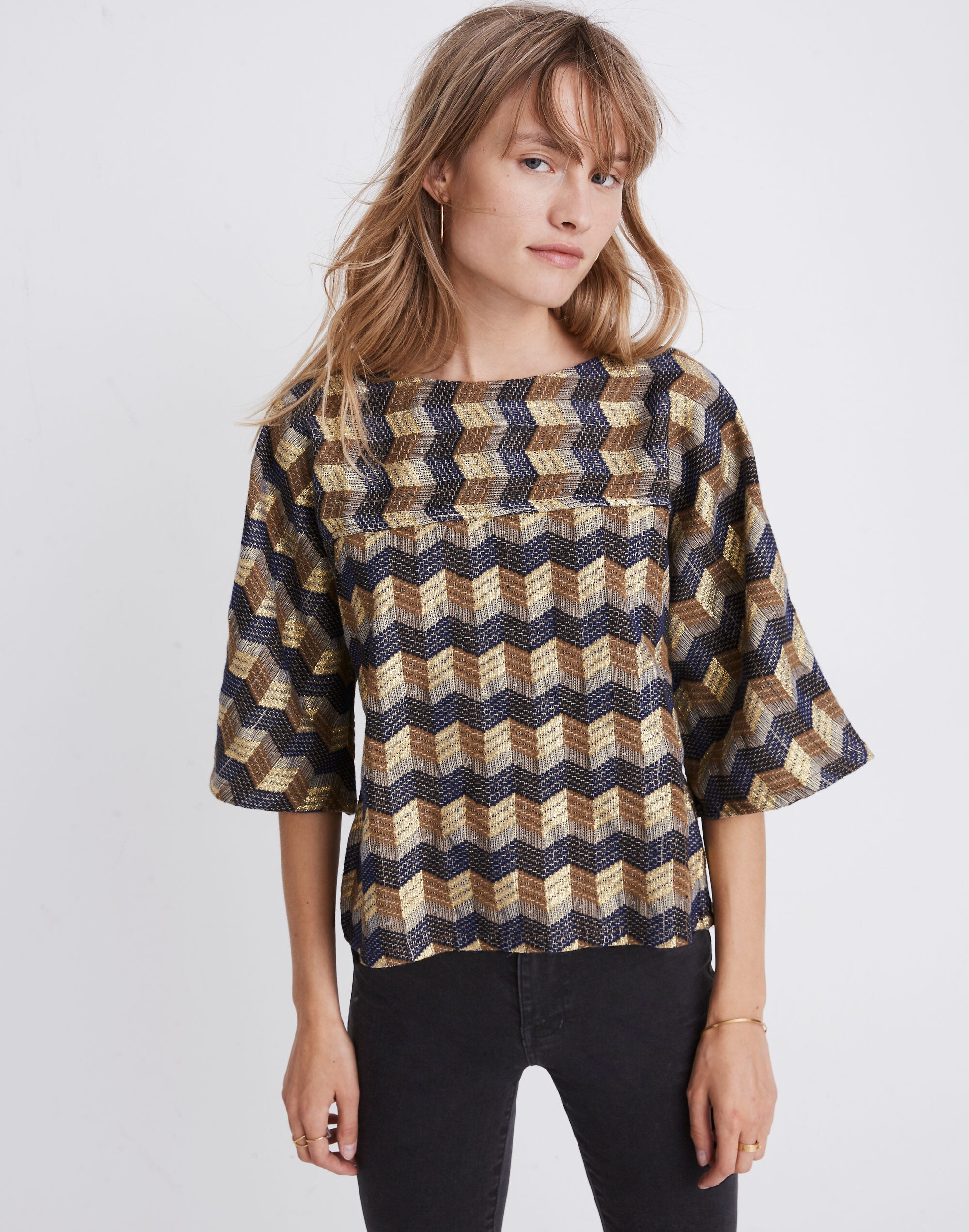 Ace&amp;Jig&trade; Mae Top in Casino Gold Print