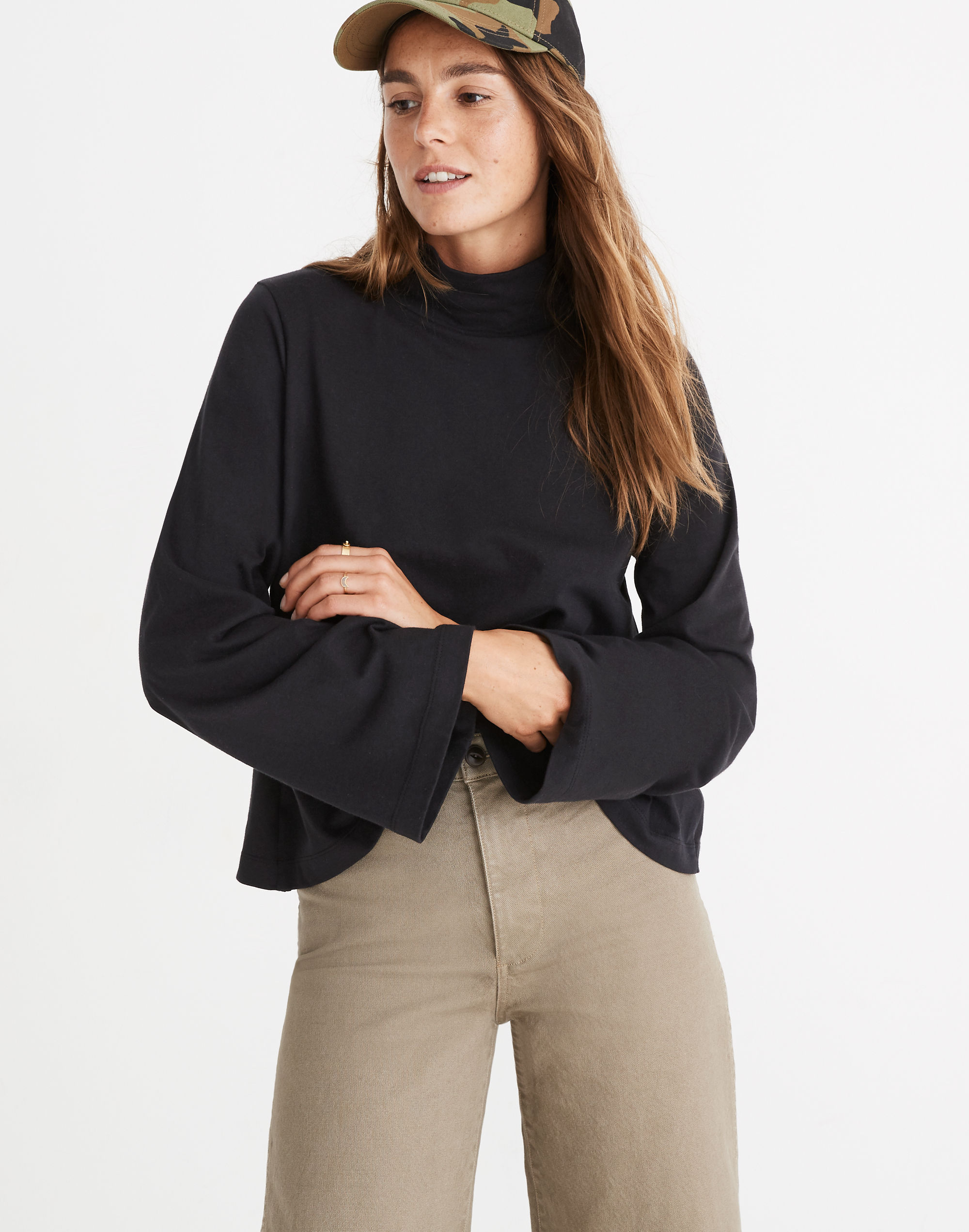Wide-Sleeve Turtleneck