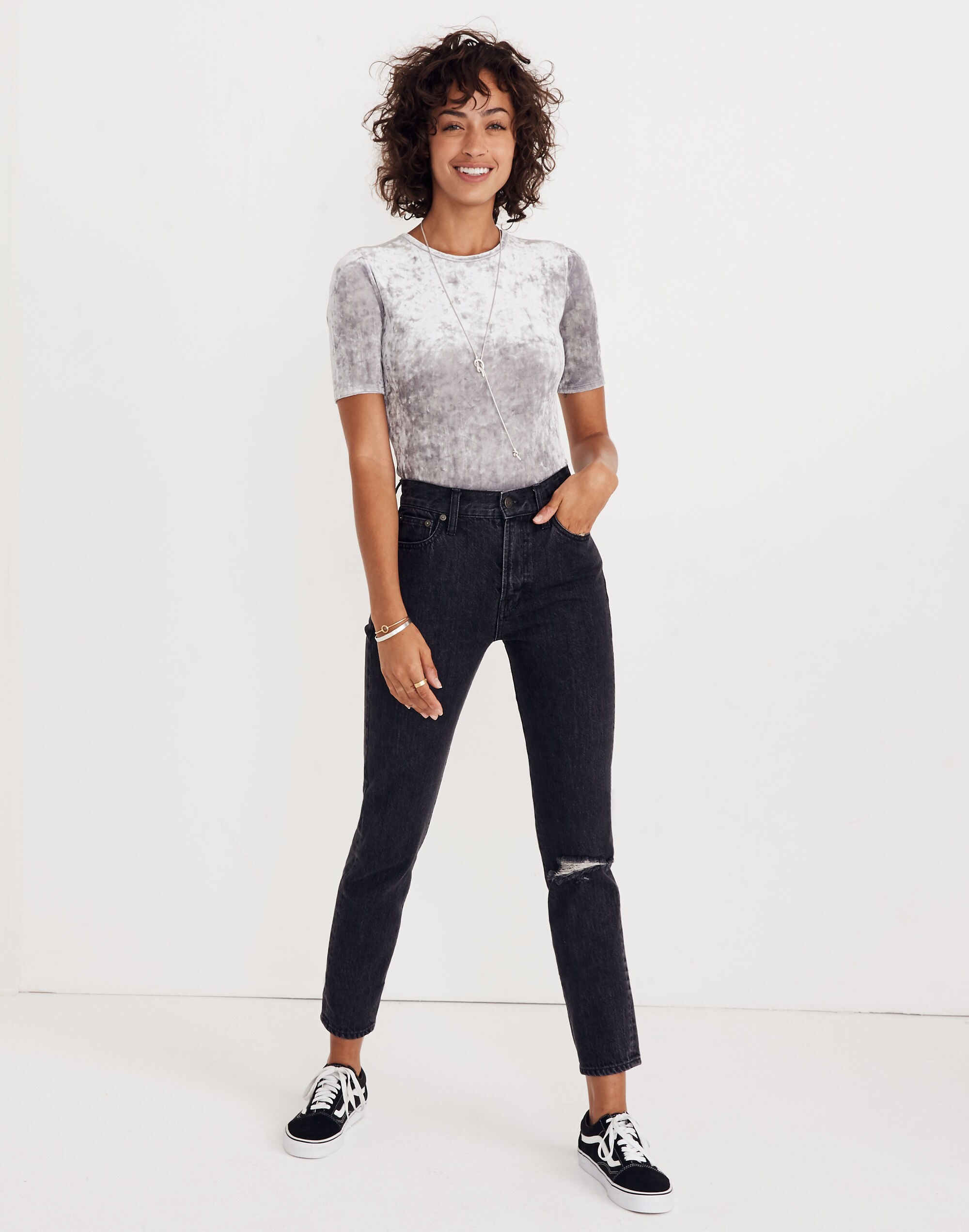 Crushed Velvet Short-Sleeve Bodysuit