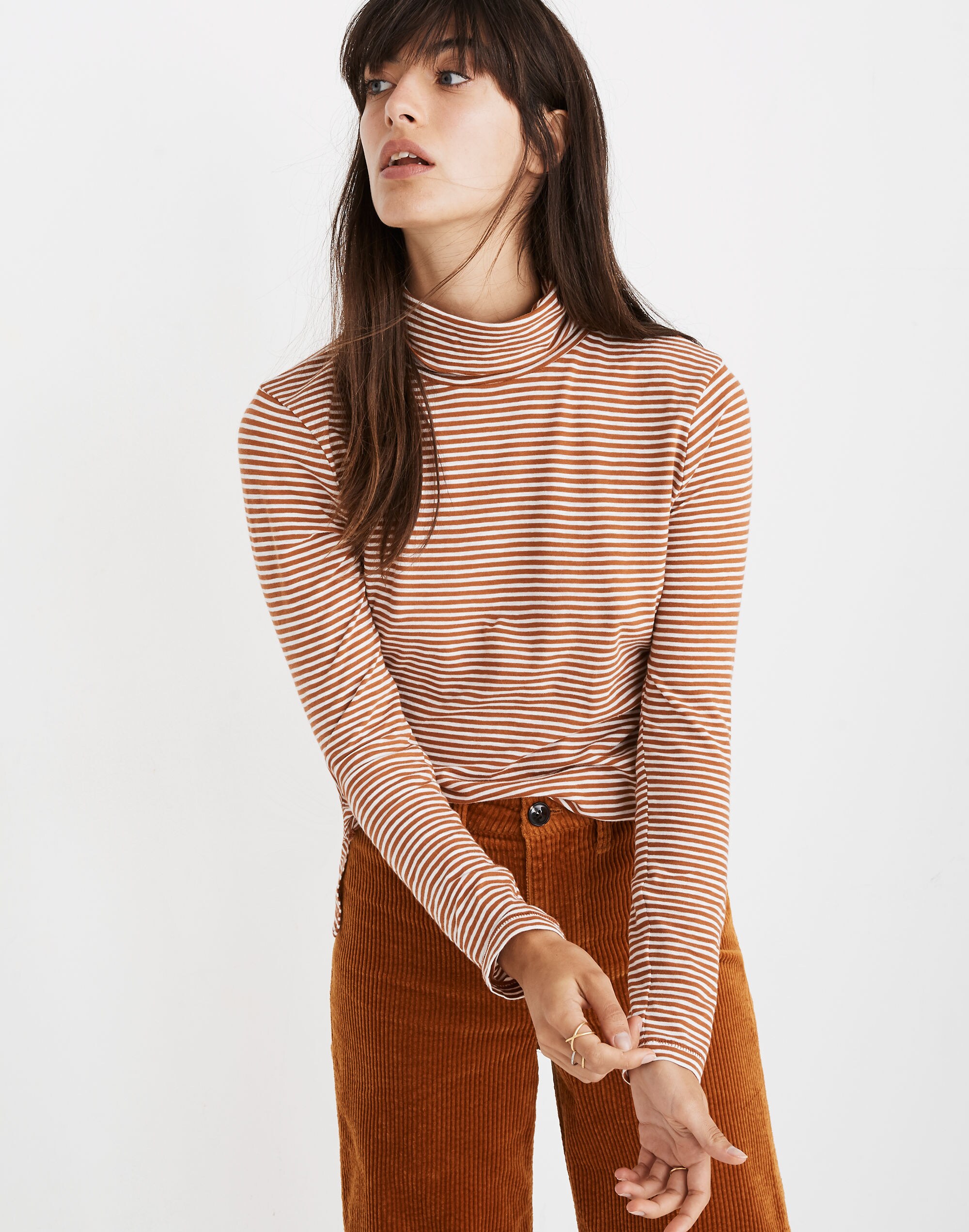Whisper Cotton Turtleneck in Daniela Stripe