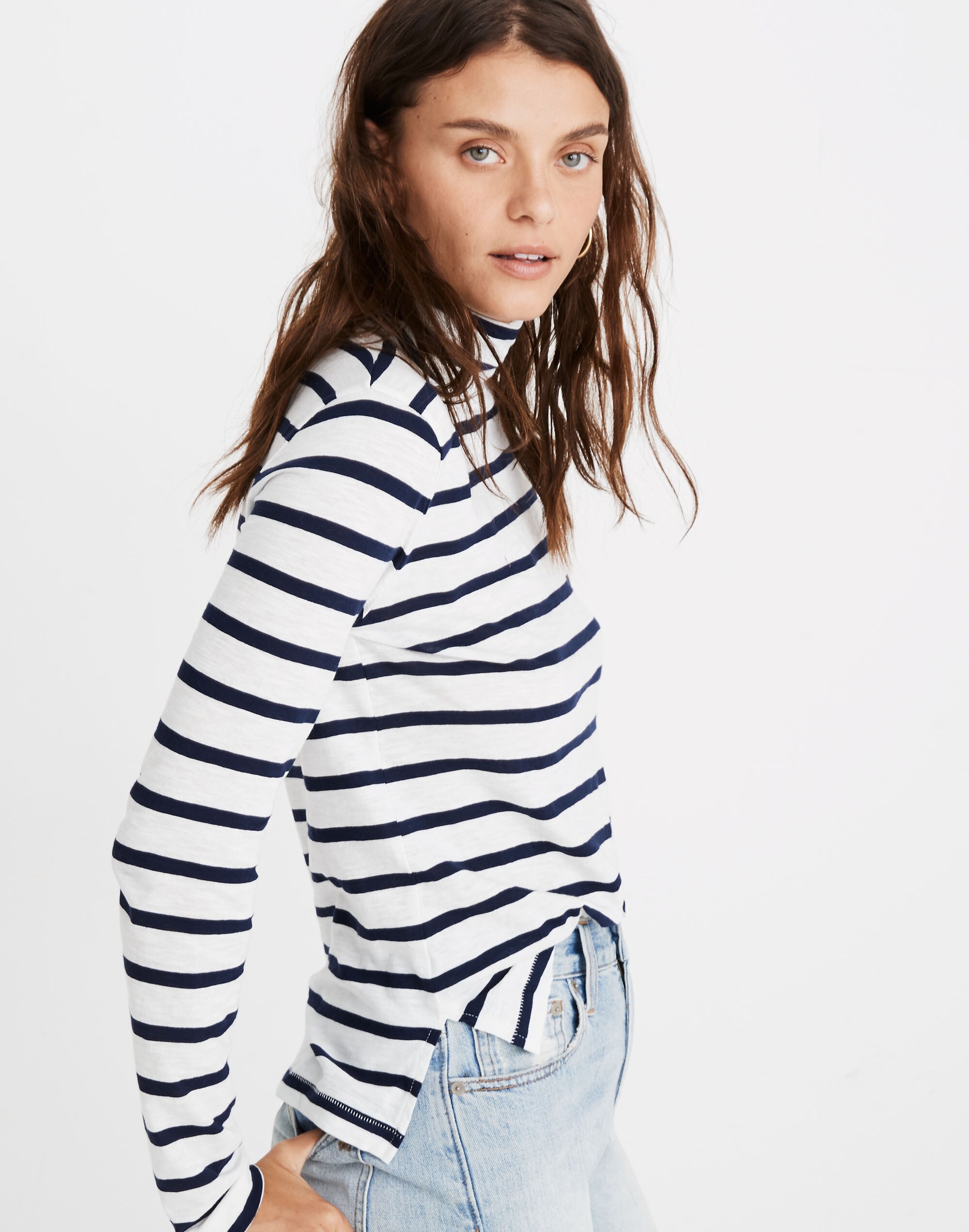 Whisper Cotton Turtleneck in Kearney Stripe