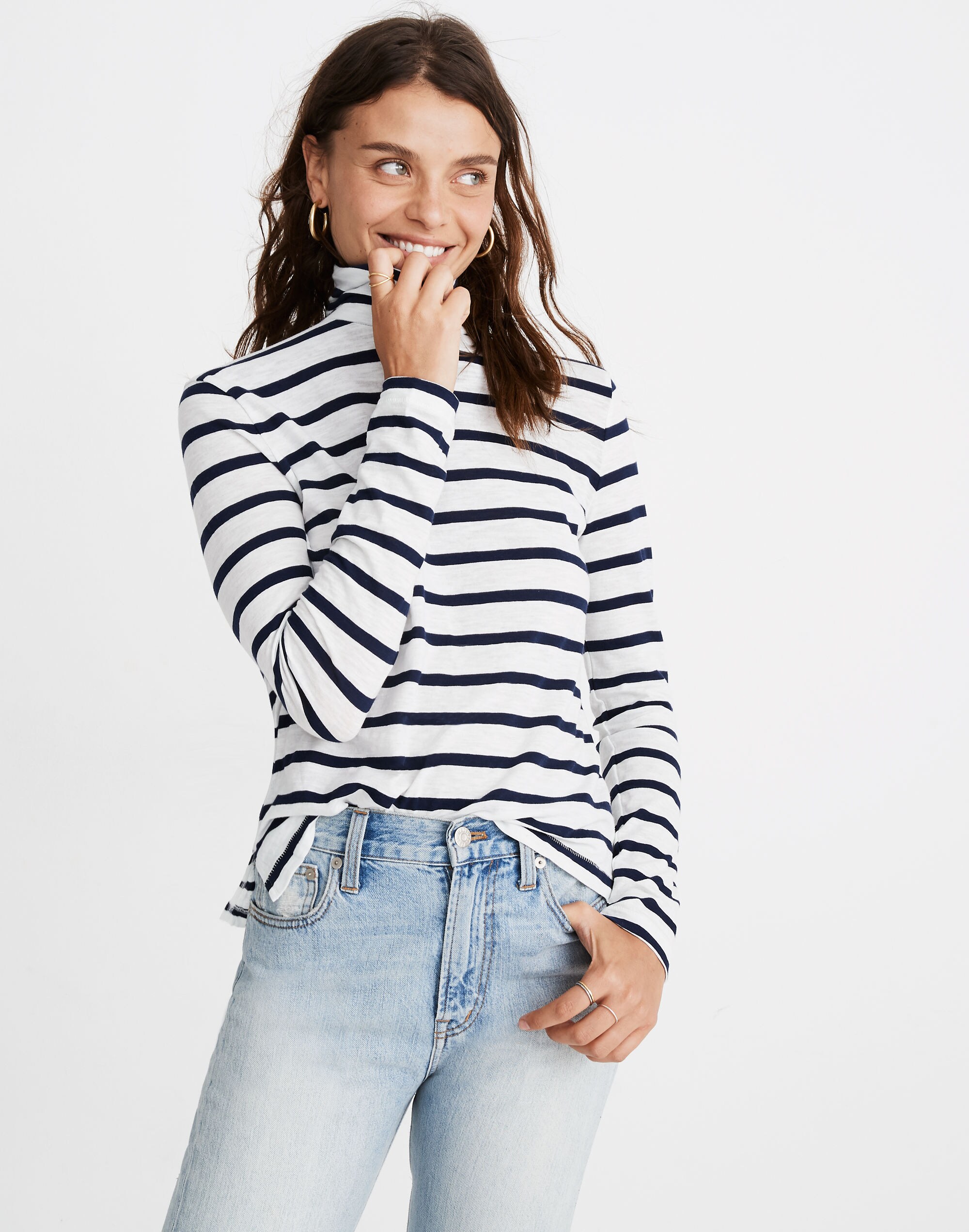 Whisper Cotton Turtleneck in Kearney Stripe