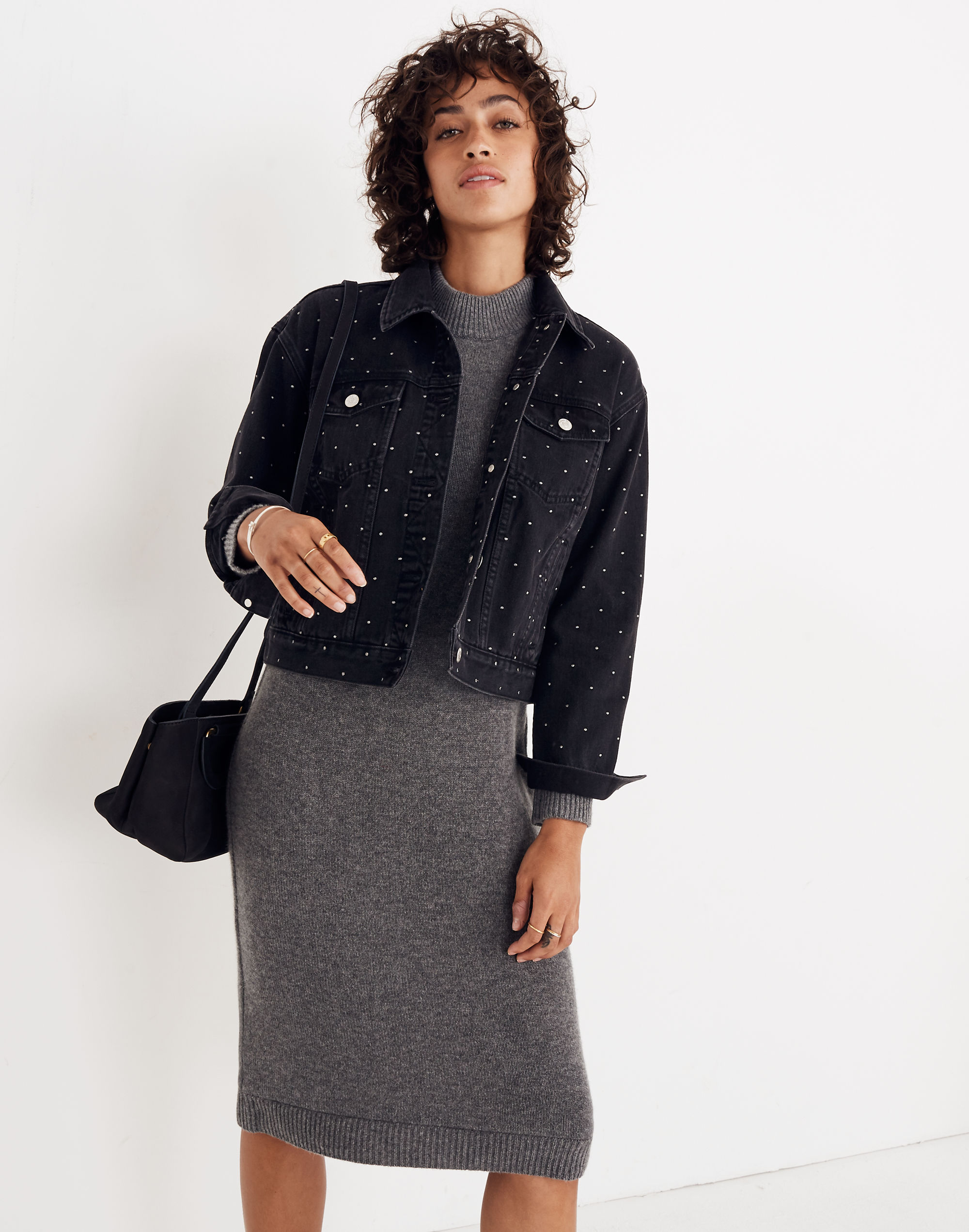 The Boxy-Crop Jean Jacket: Metallic Dot Edition