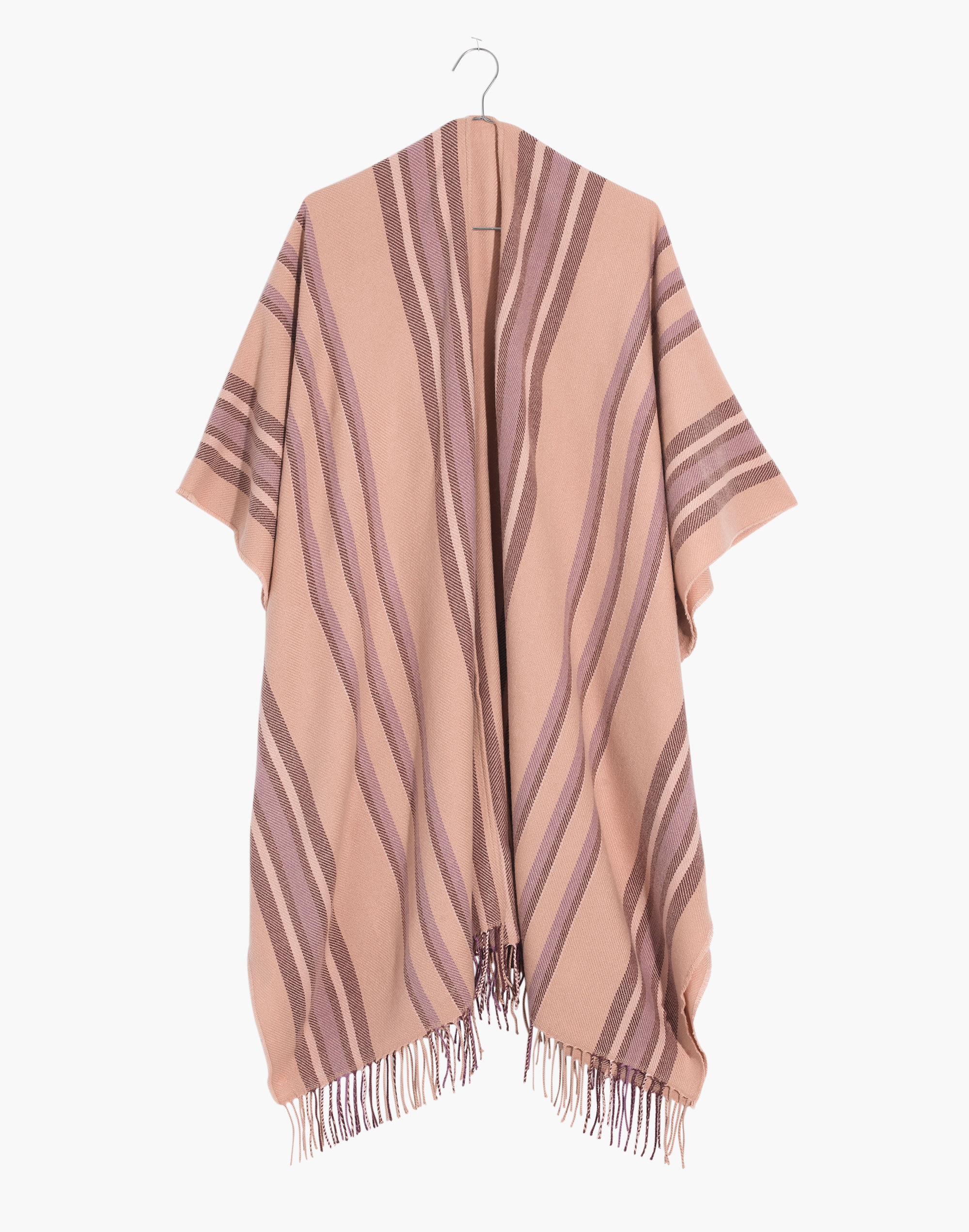 placed stripe poncho scarf