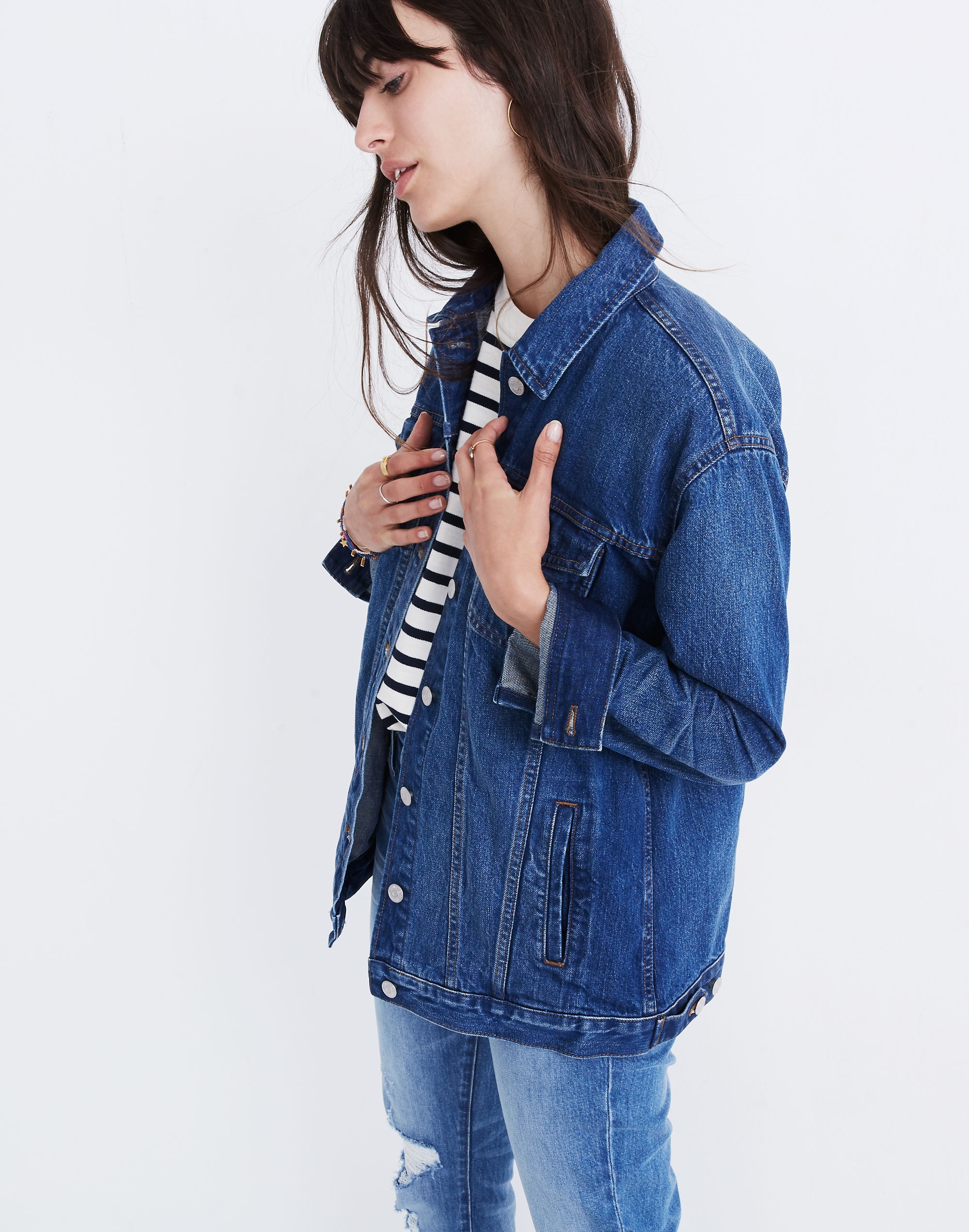 The Oversized Jean Jacket in Fellows Wash: Embroidered Edition