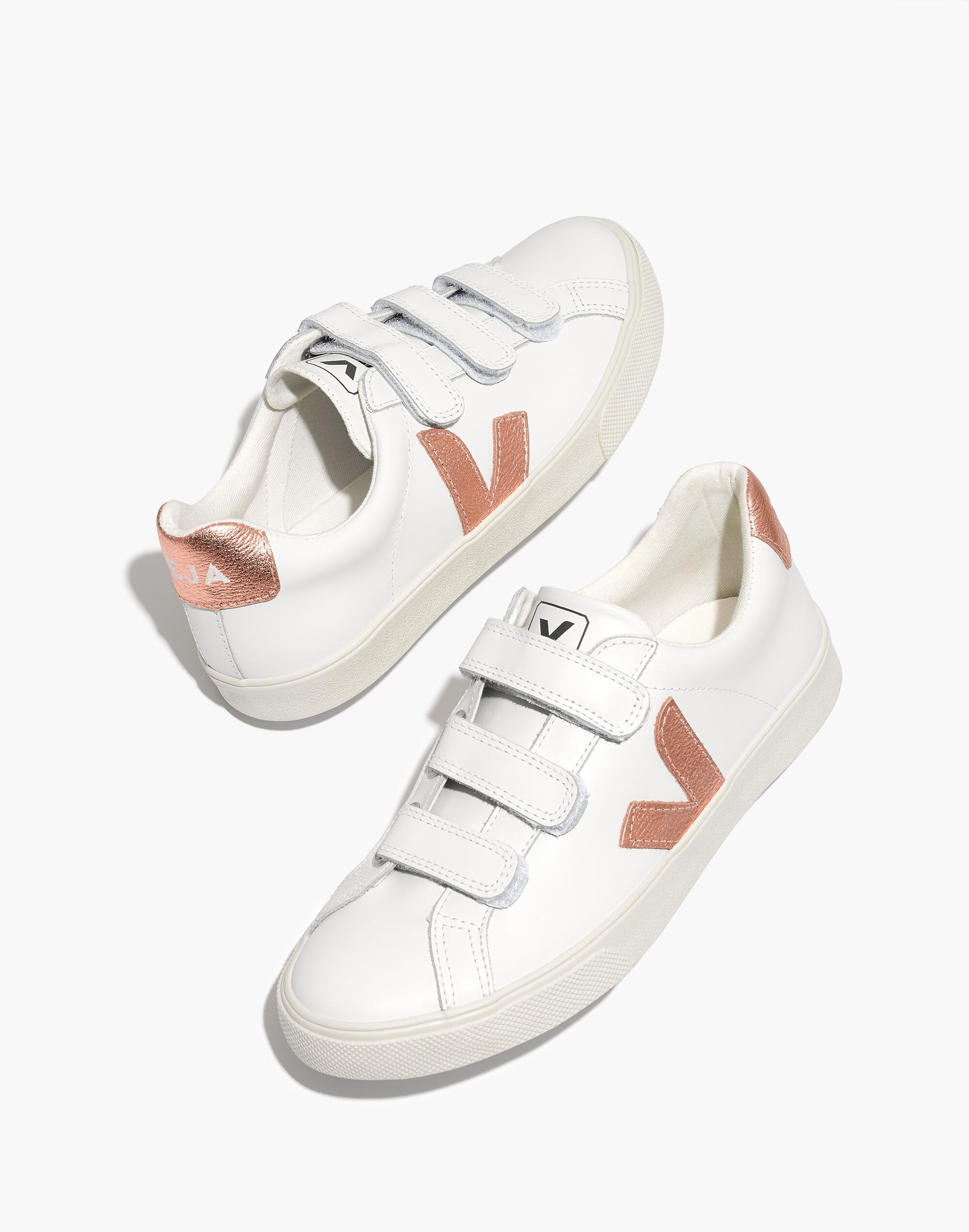 Veja&trade; 3-Lock Esplar Low Sneakers in White and Gold