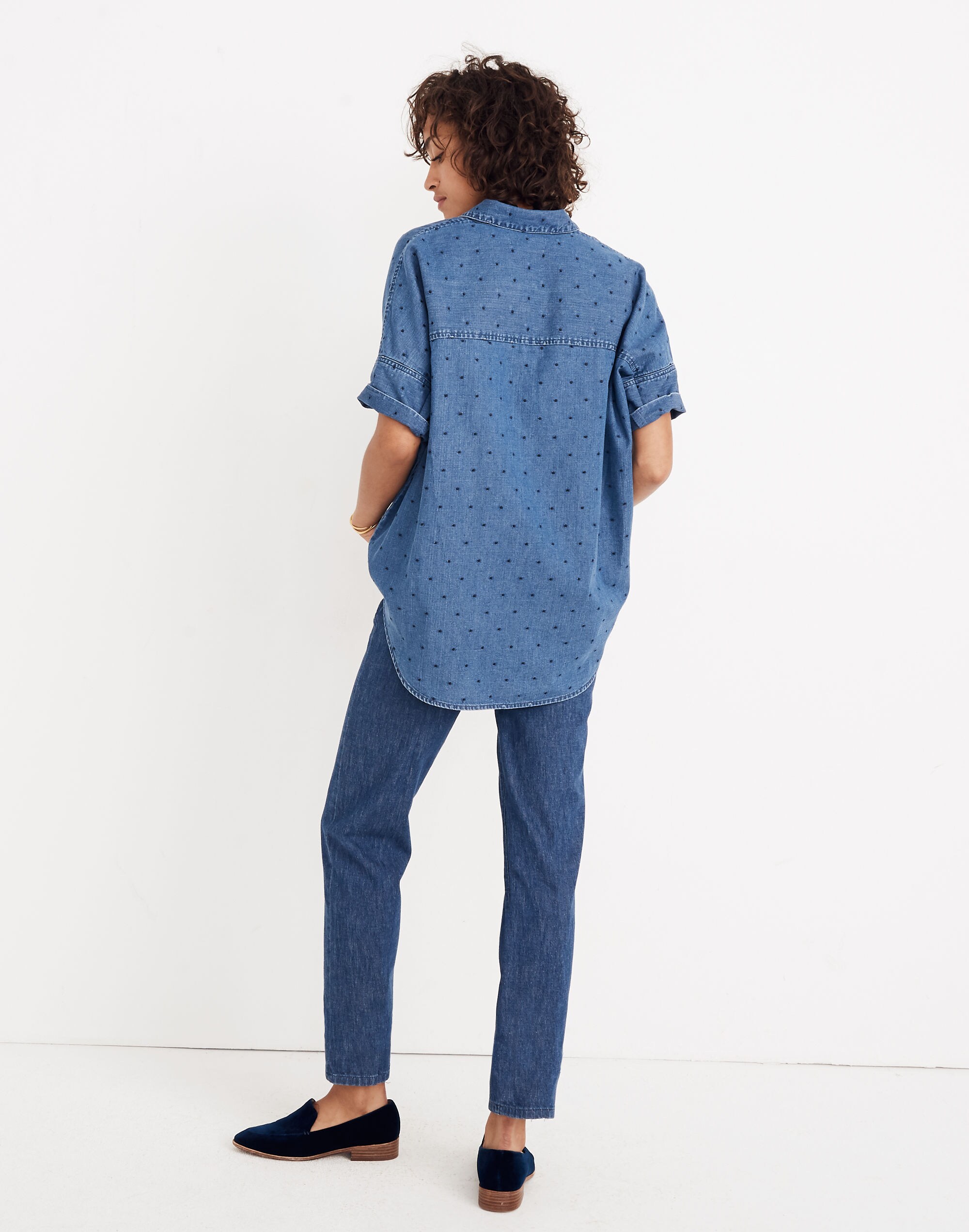 Denim Courier Shirt in Metallic Dots