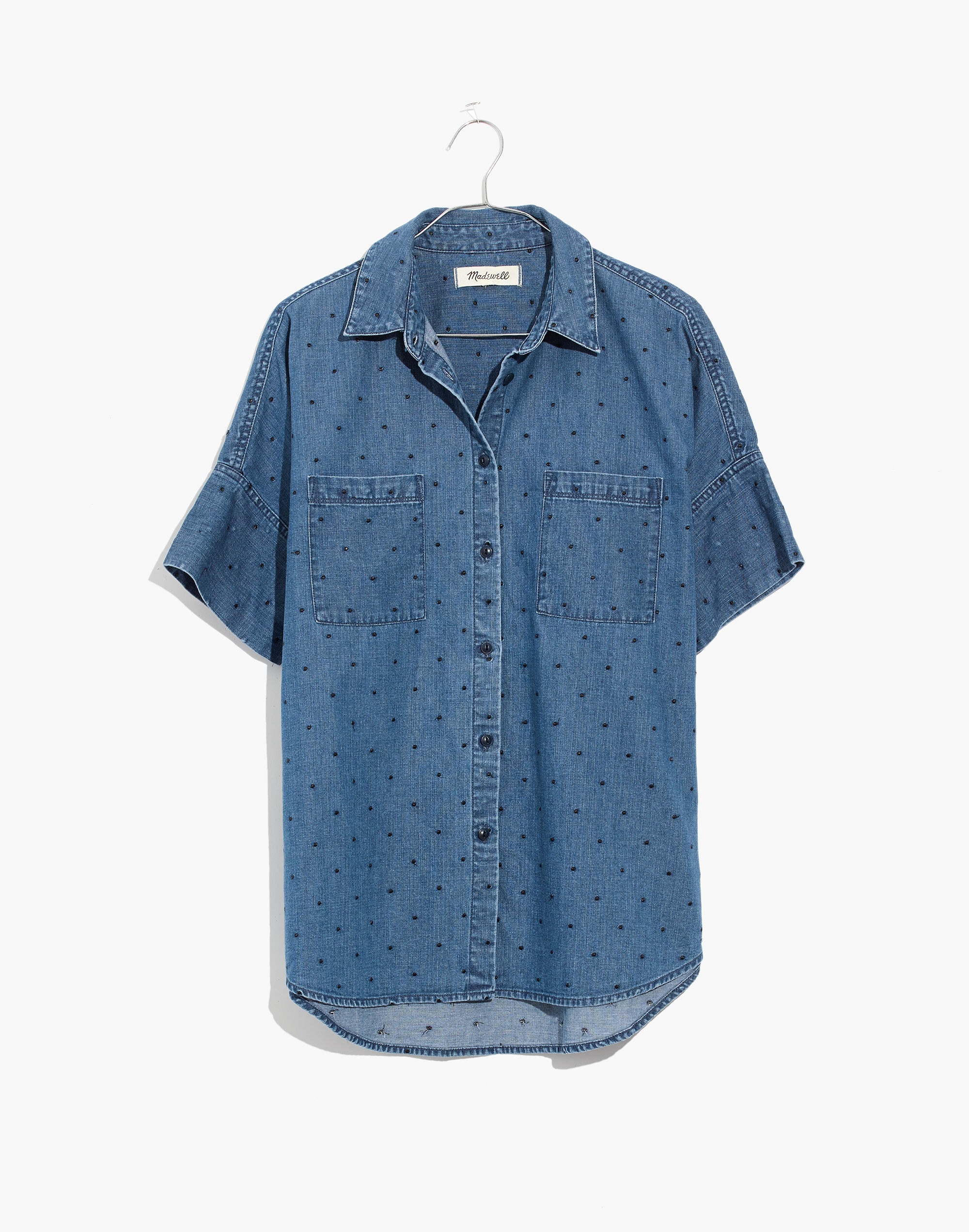 Denim Courier Shirt in Metallic Dots