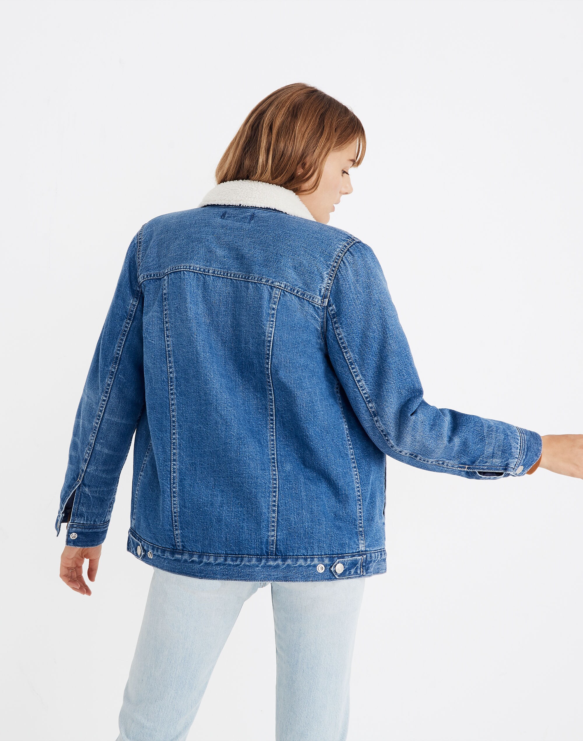 The Oversized Jean Jacket in Pinehill Wash: Sherpa Edition
