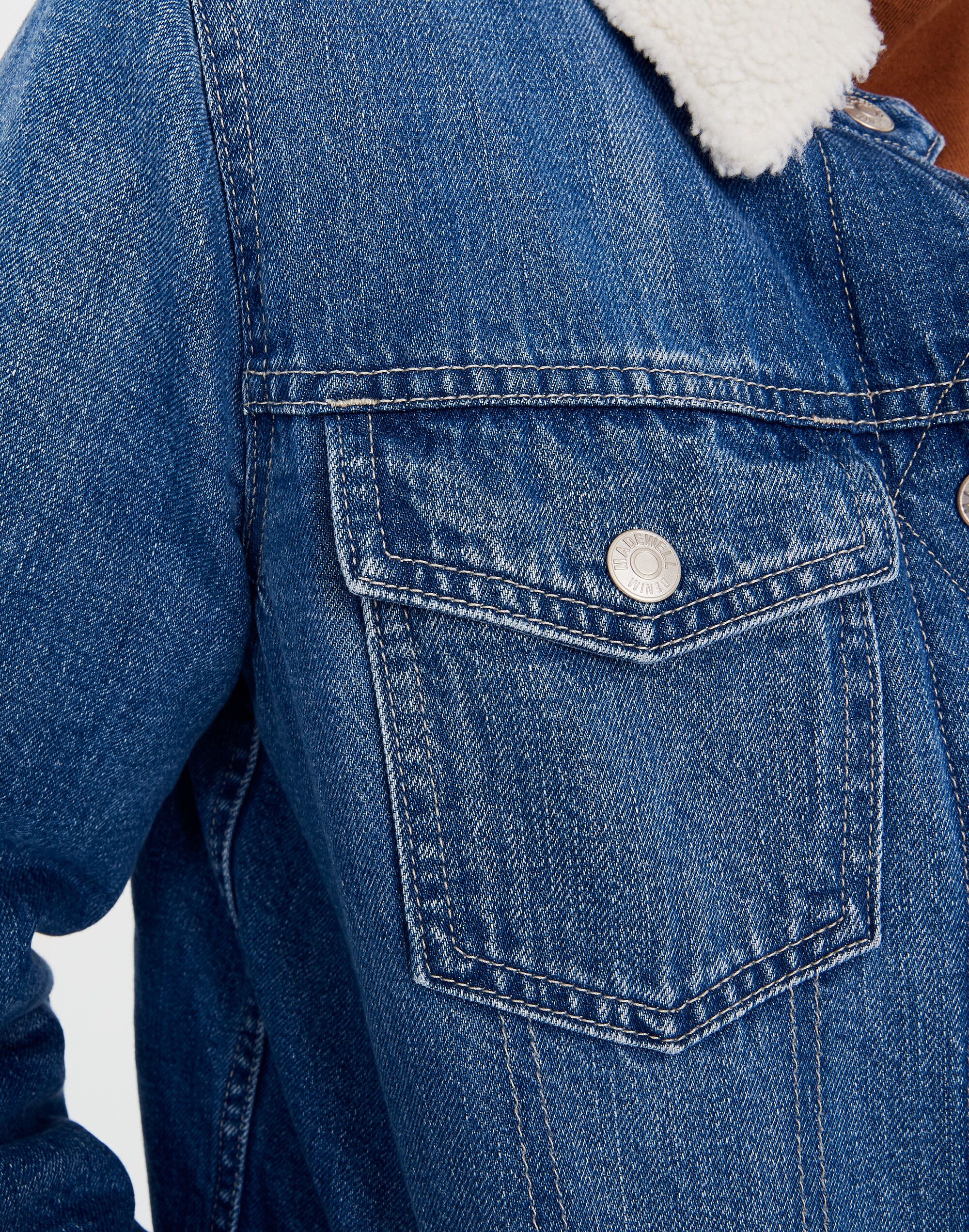 The Oversized Jean Jacket in Pinehill Wash: Sherpa Edition