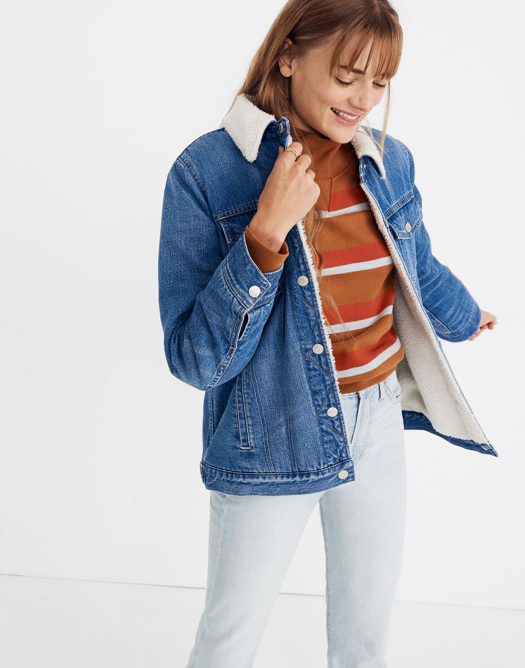The Oversized Jean Jacket in Pinehill Wash: Sherpa Edition