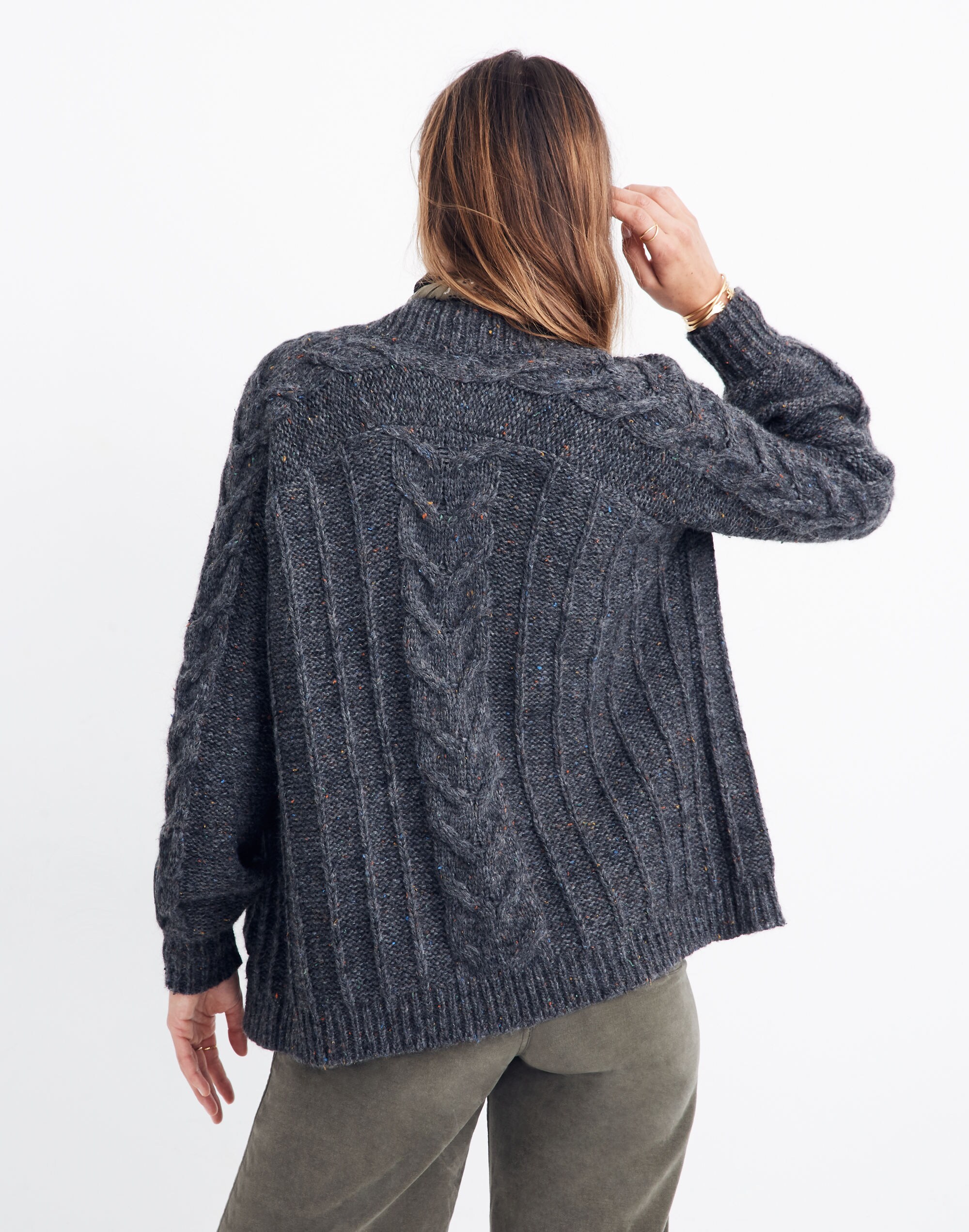 Bubble-Sleeve Cableknit Cardigan Sweater | Madewell