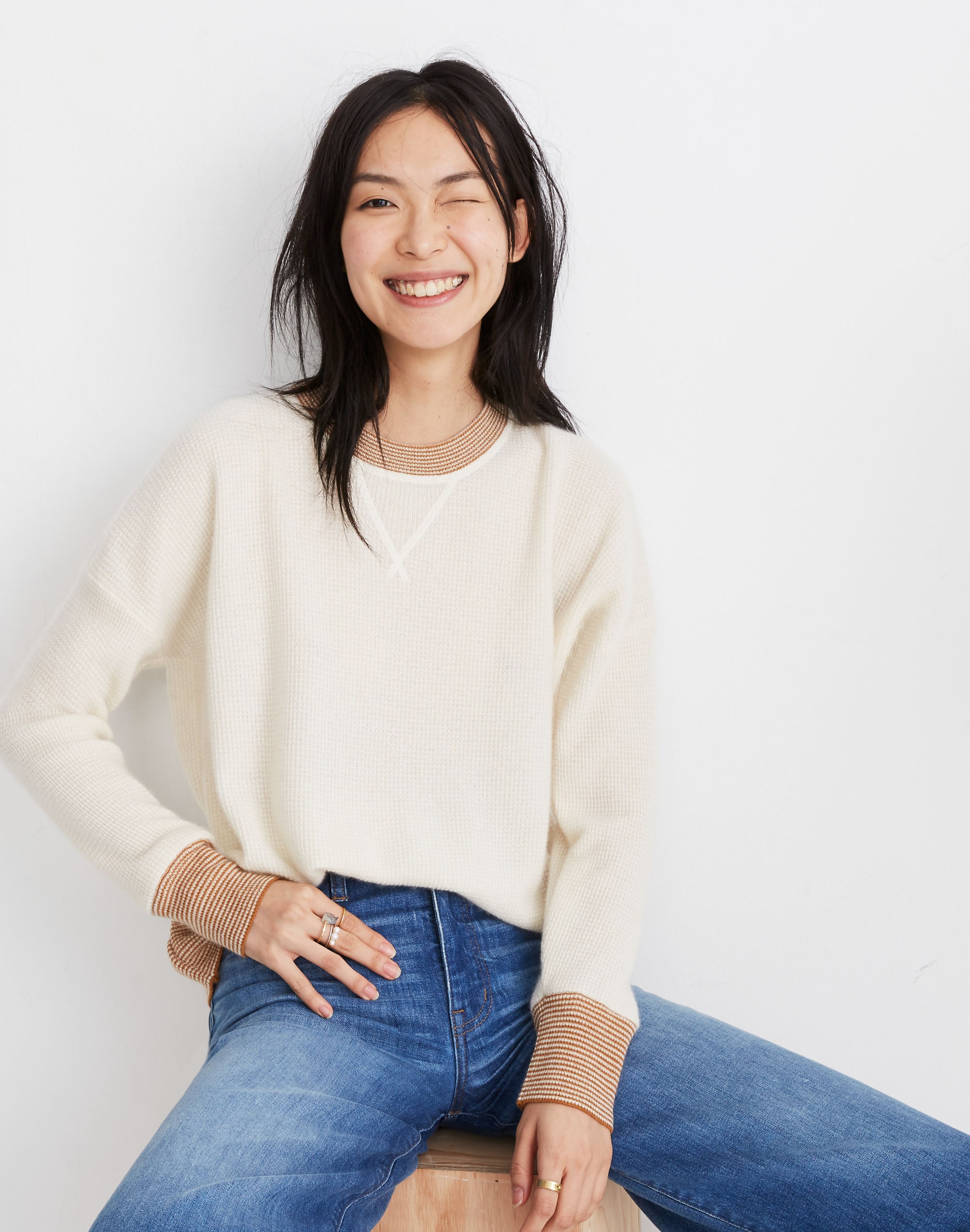 tipped cashmere sweatshirt