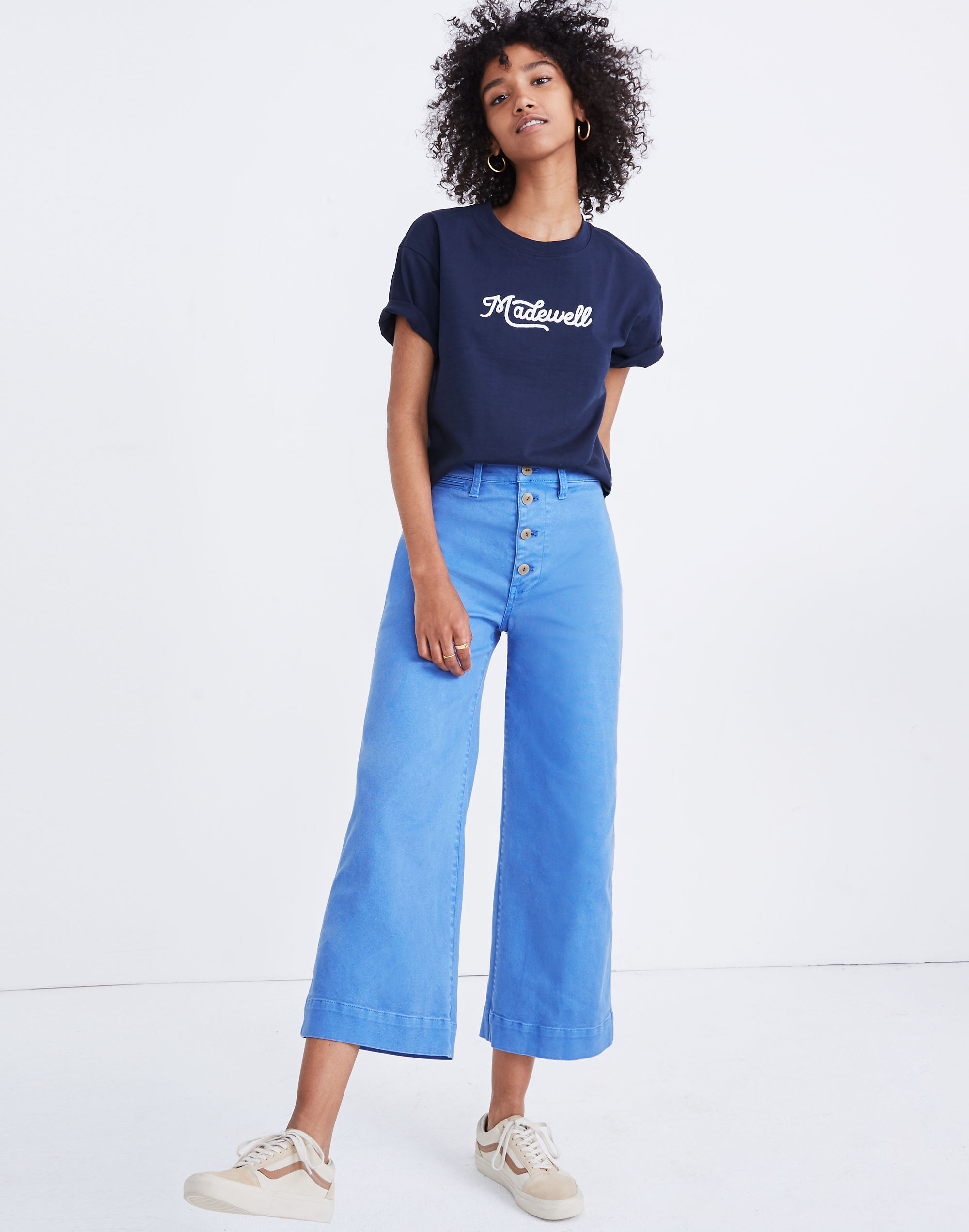Emmett Wide-Leg Crop Pants: Button-Front Edition