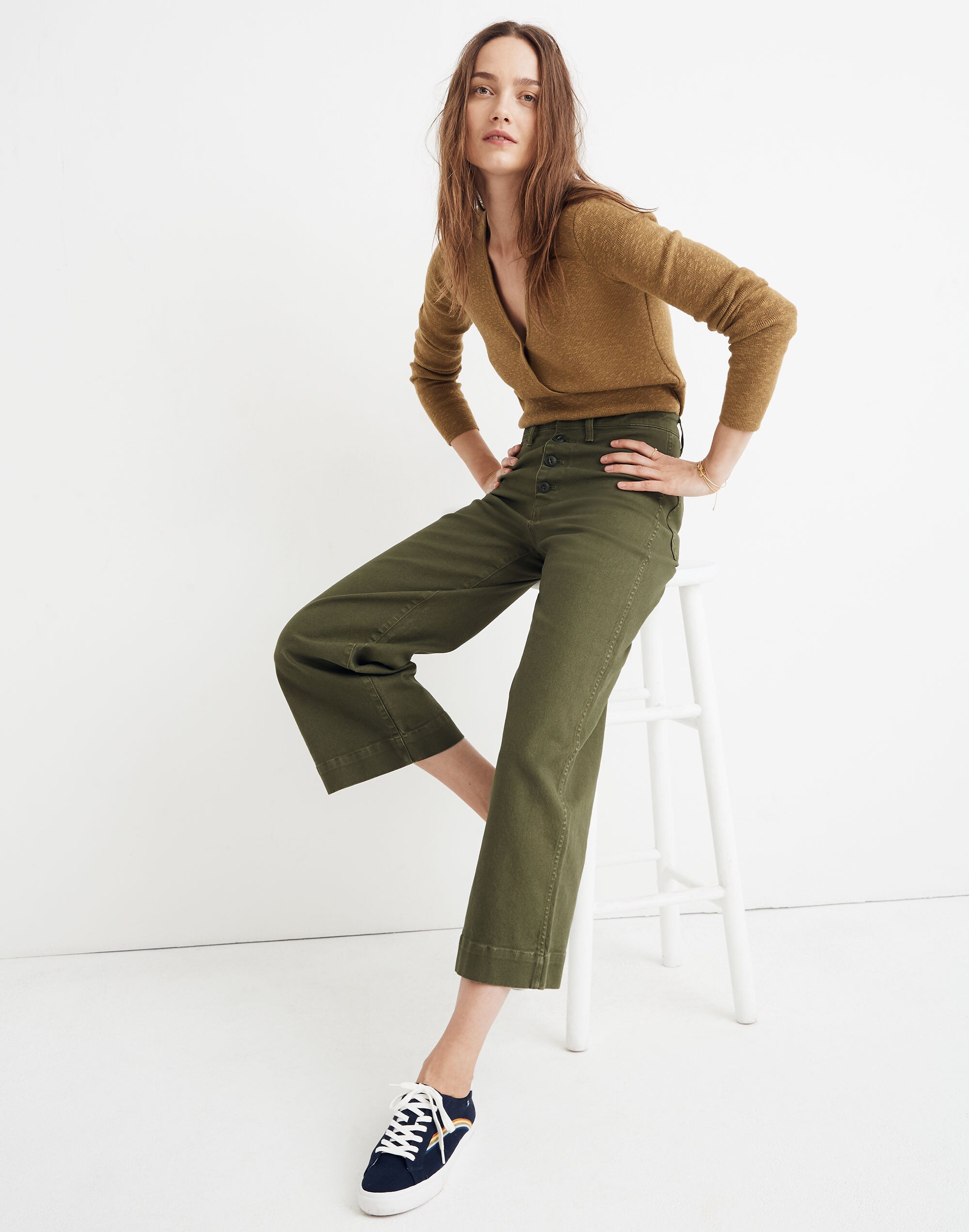 Emmett Wide-Leg Crop Pants: Button-Front Edition