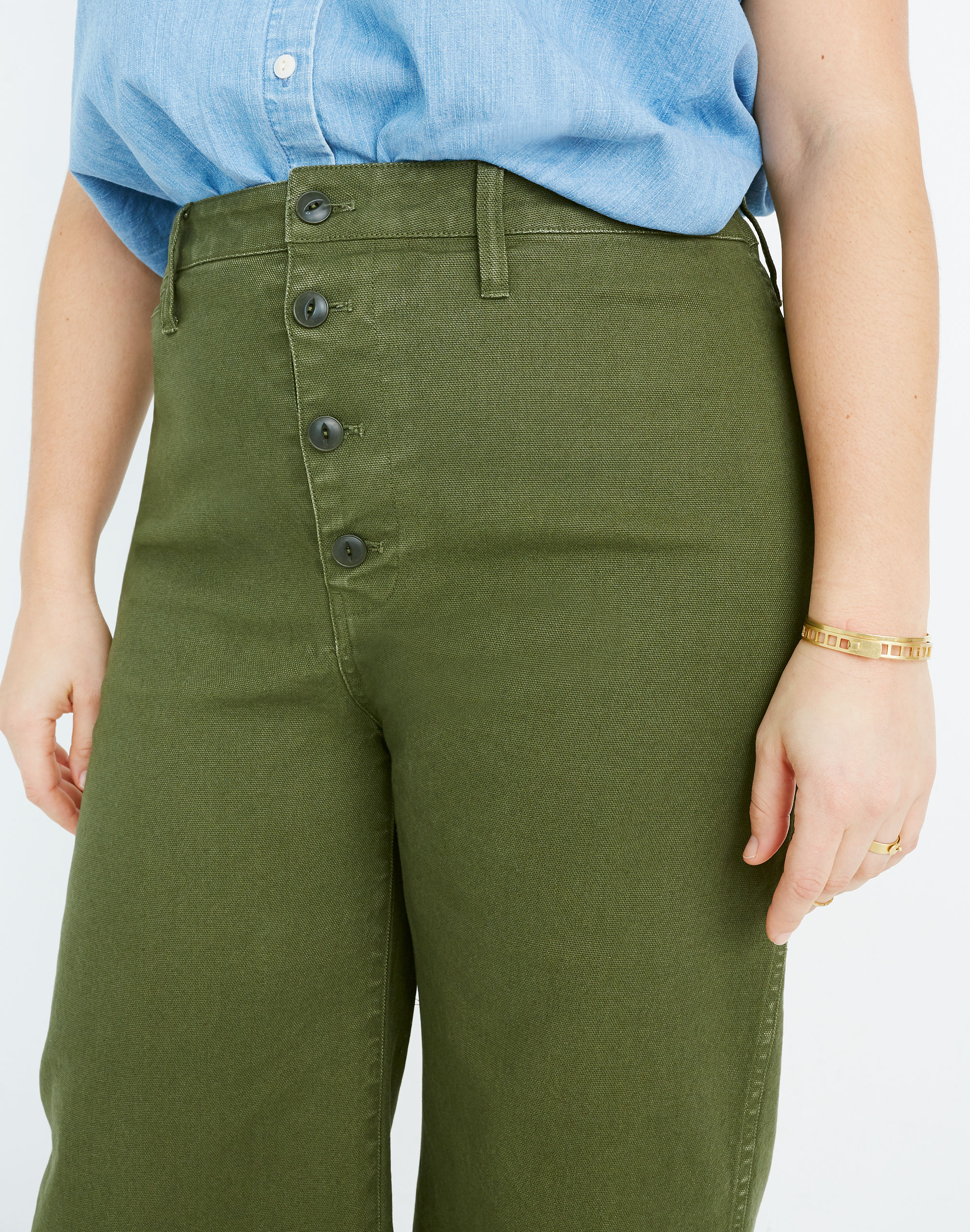 Emmett Wide-Leg Crop Pants: Button-Front Edition