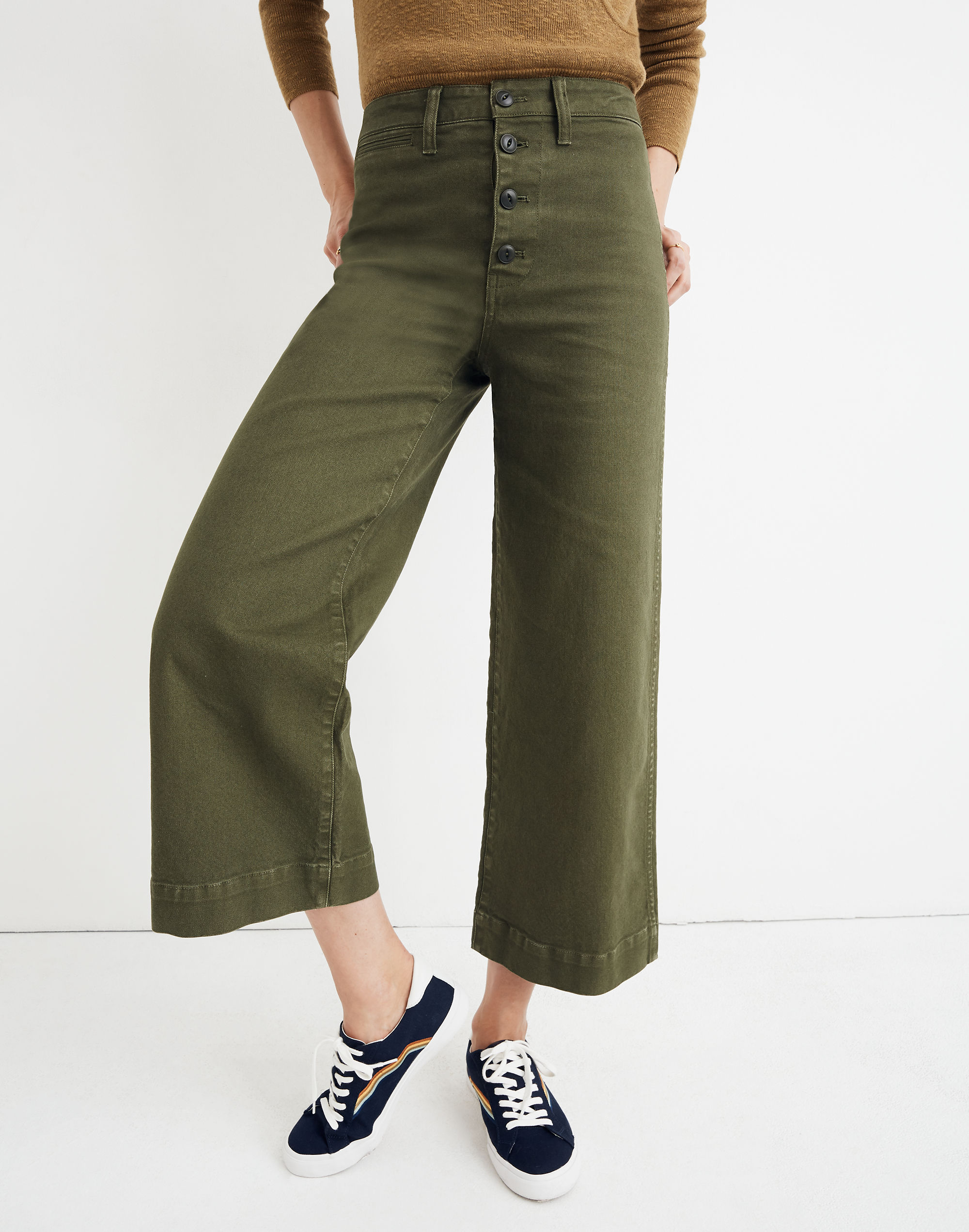 Emmett Wide-Leg Crop Pants: Button-Front Edition