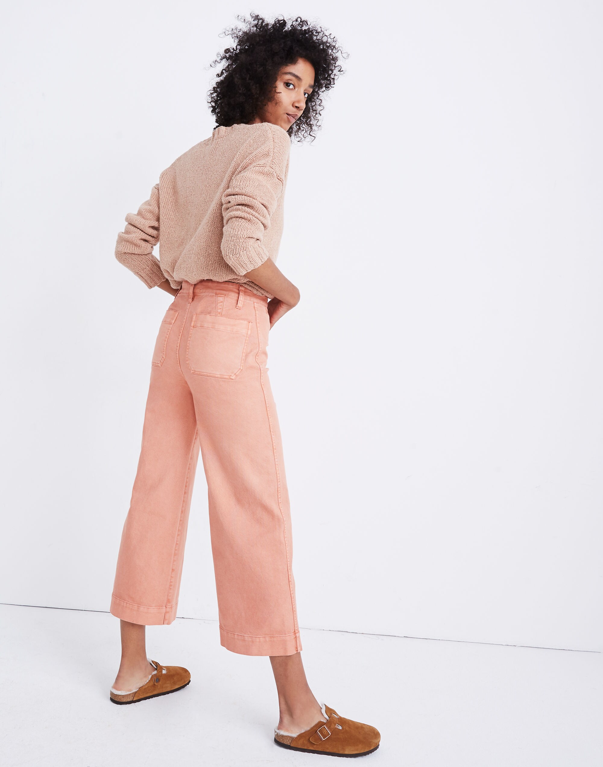 Tall Emmett Wide-Leg Crop Pants: Button-Front Edition