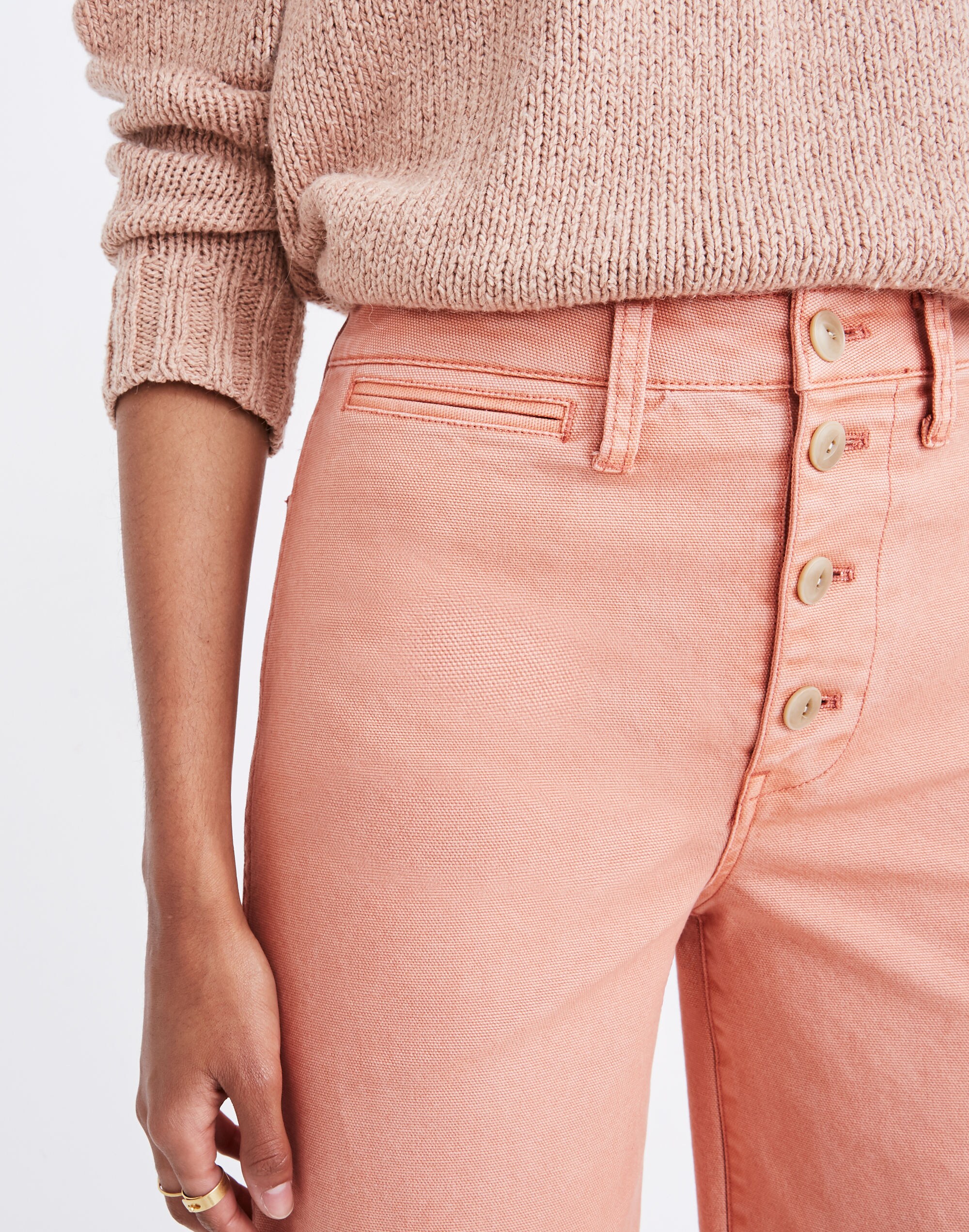 Tall Emmett Wide-Leg Crop Pants: Button-Front Edition