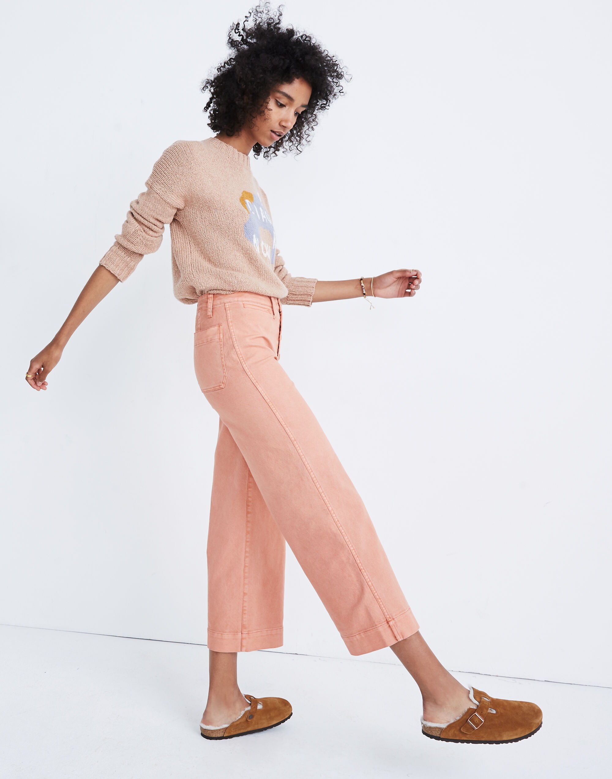 Tall Emmett Wide-Leg Crop Pants: Button-Front Edition