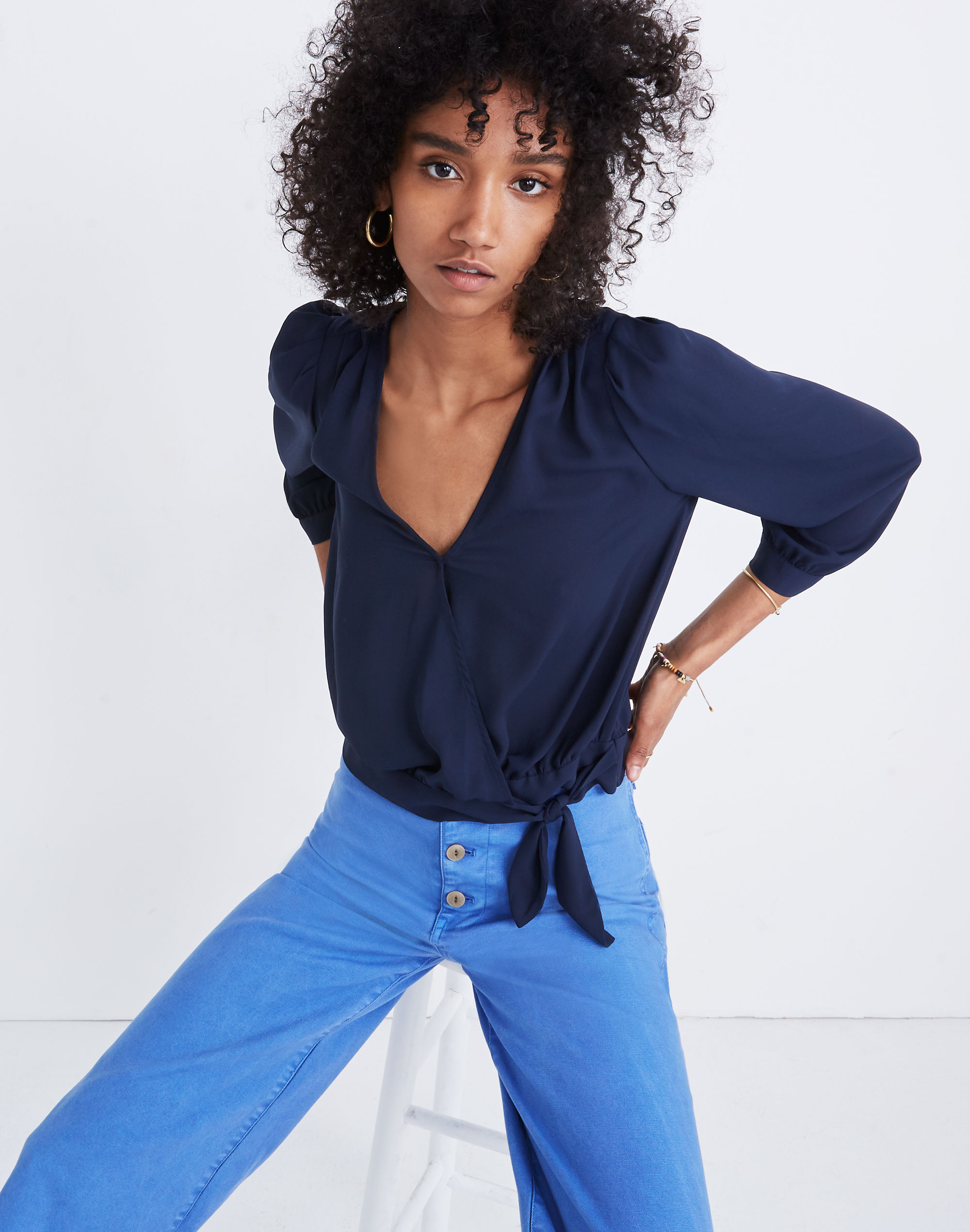 Wrap Top in Deep Indigo