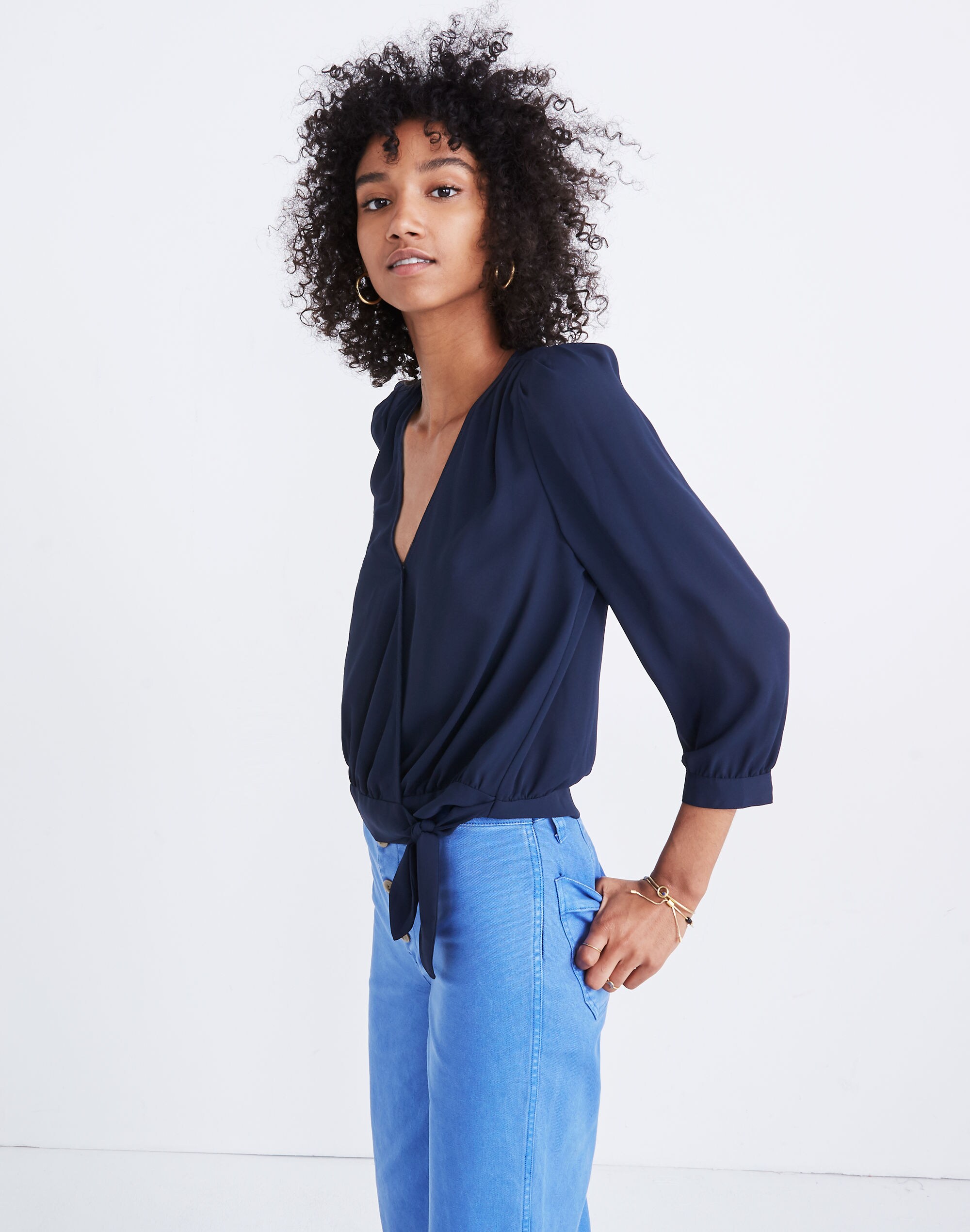 Wrap Top in Deep Indigo