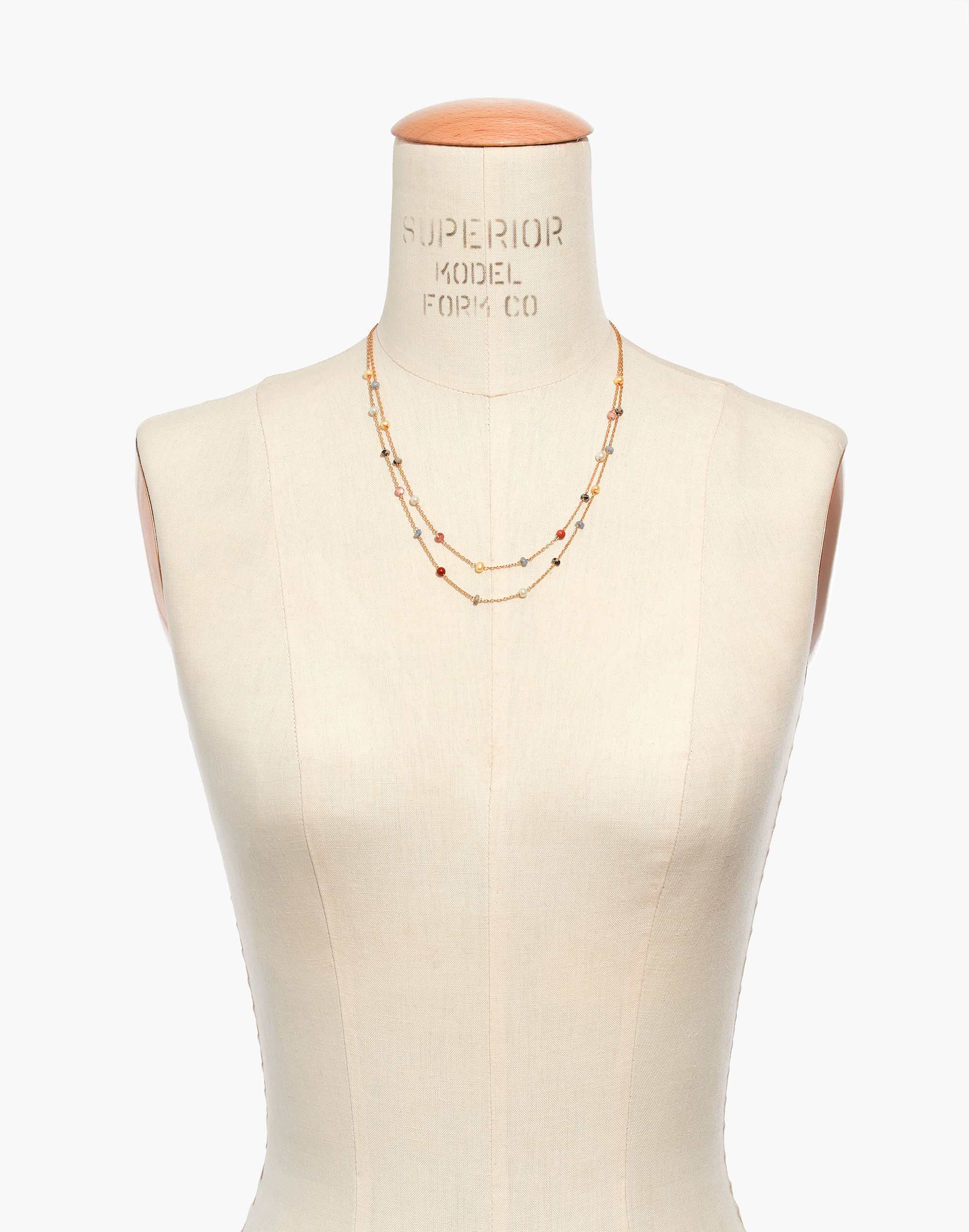 Layered Beaded Chain Necklace