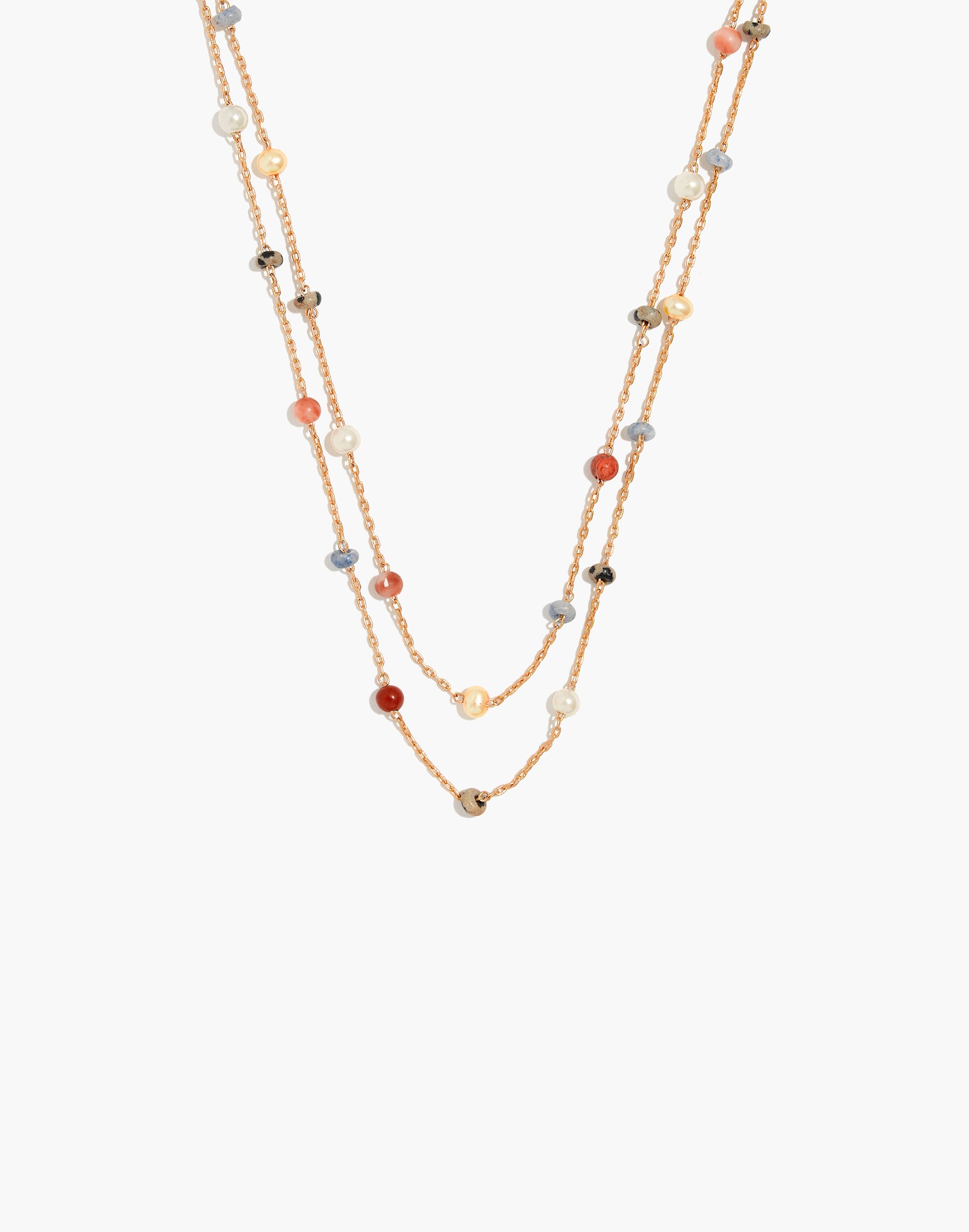 Layered Beaded Chain Necklace