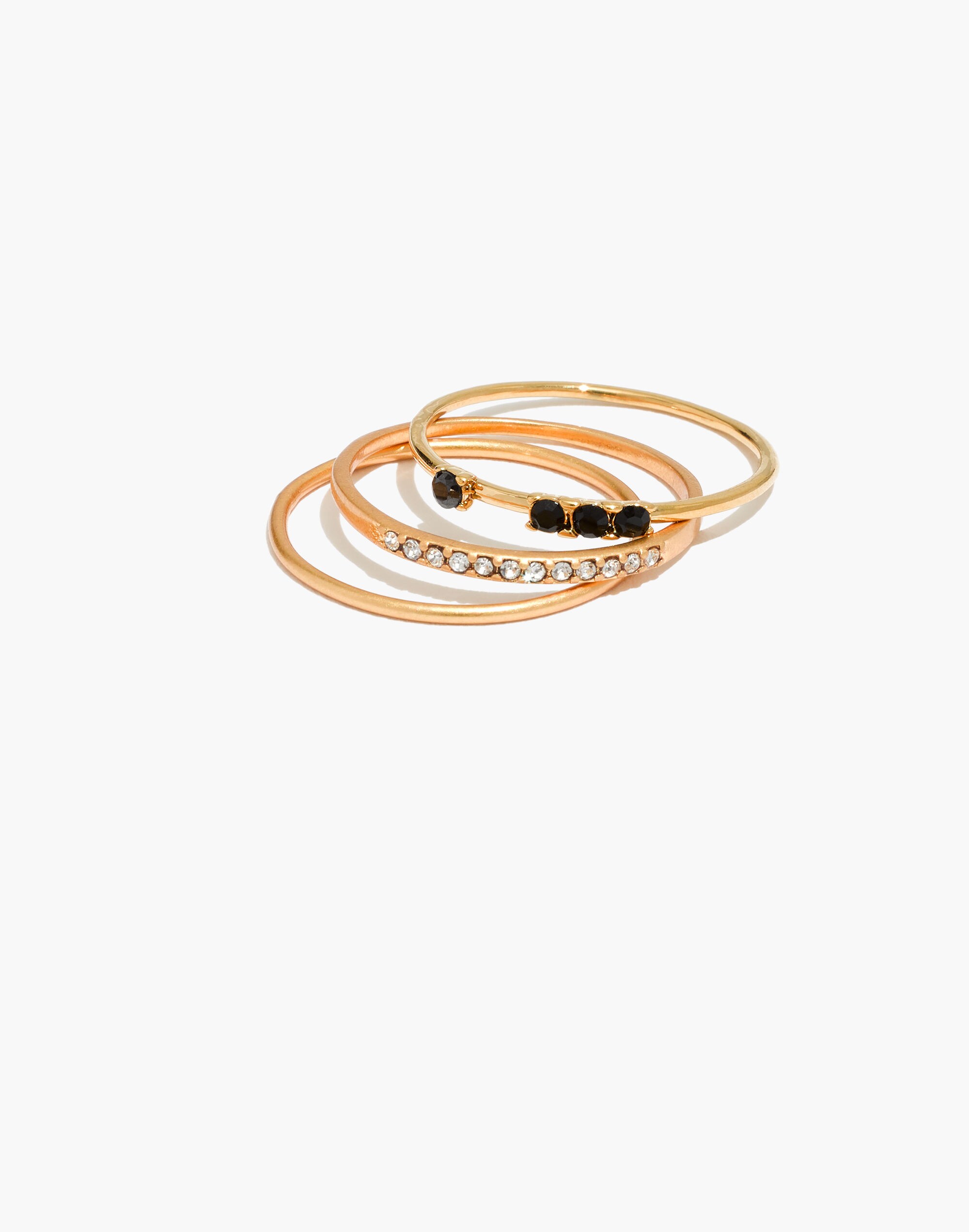 Delicate Pav&eacute; Stacking Ring Set