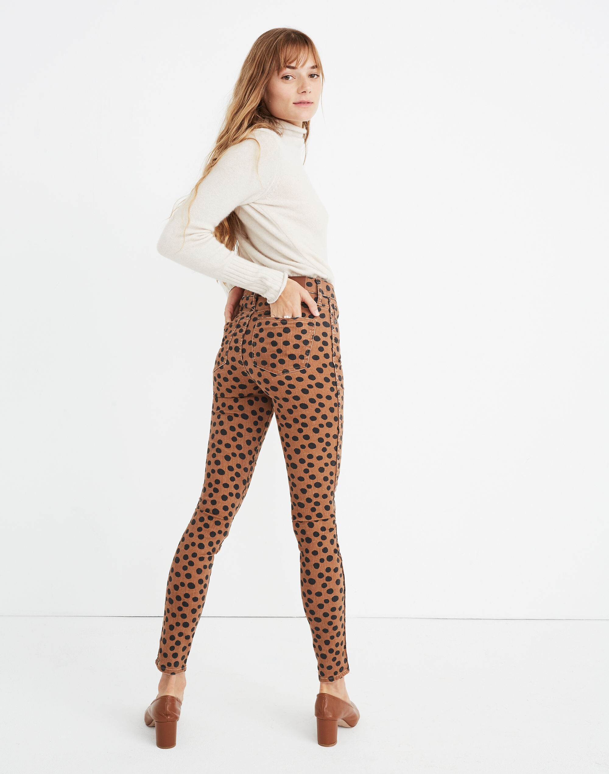 10" High-Rise Skinny Jeans in Leopard Dot