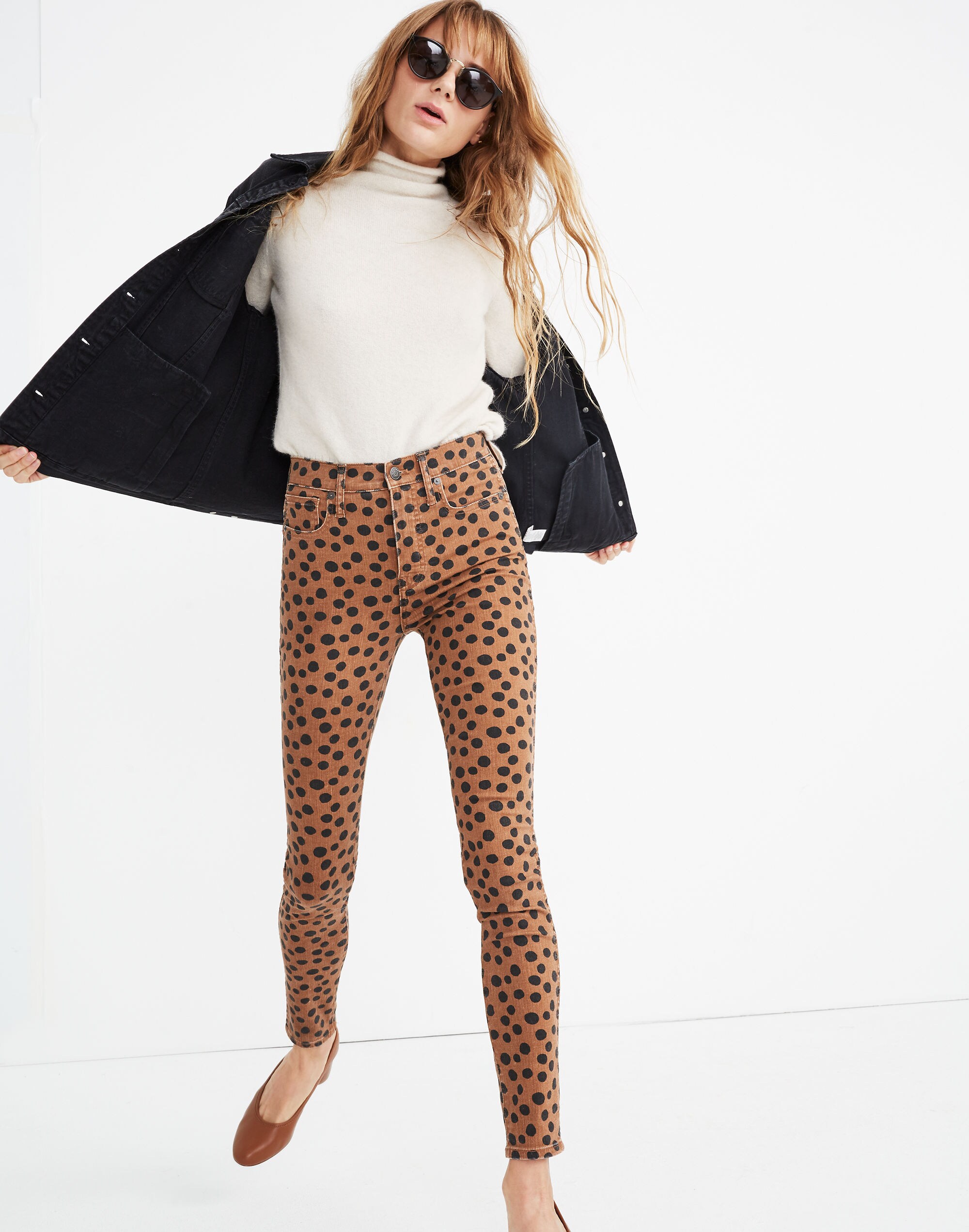 10" High-Rise Skinny Jeans in Leopard Dot
