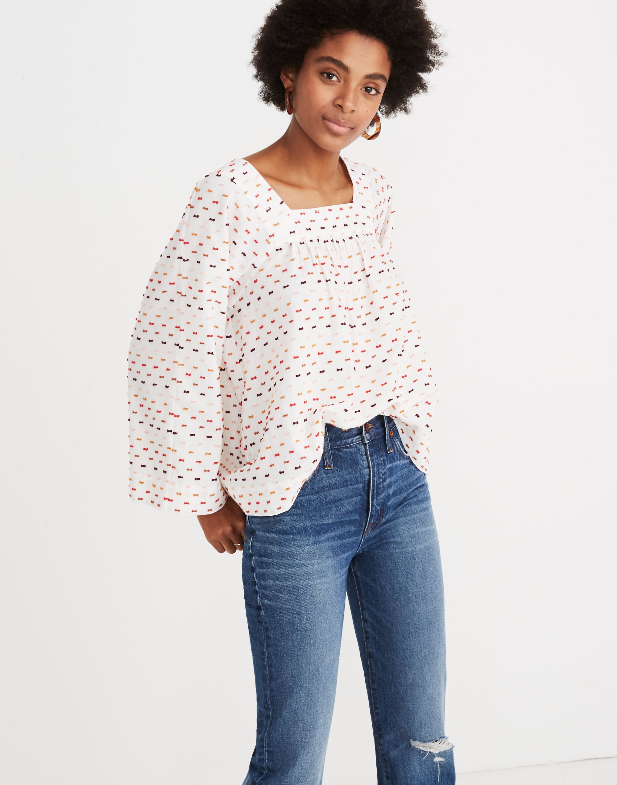 Square-Neck Top in Clipdot