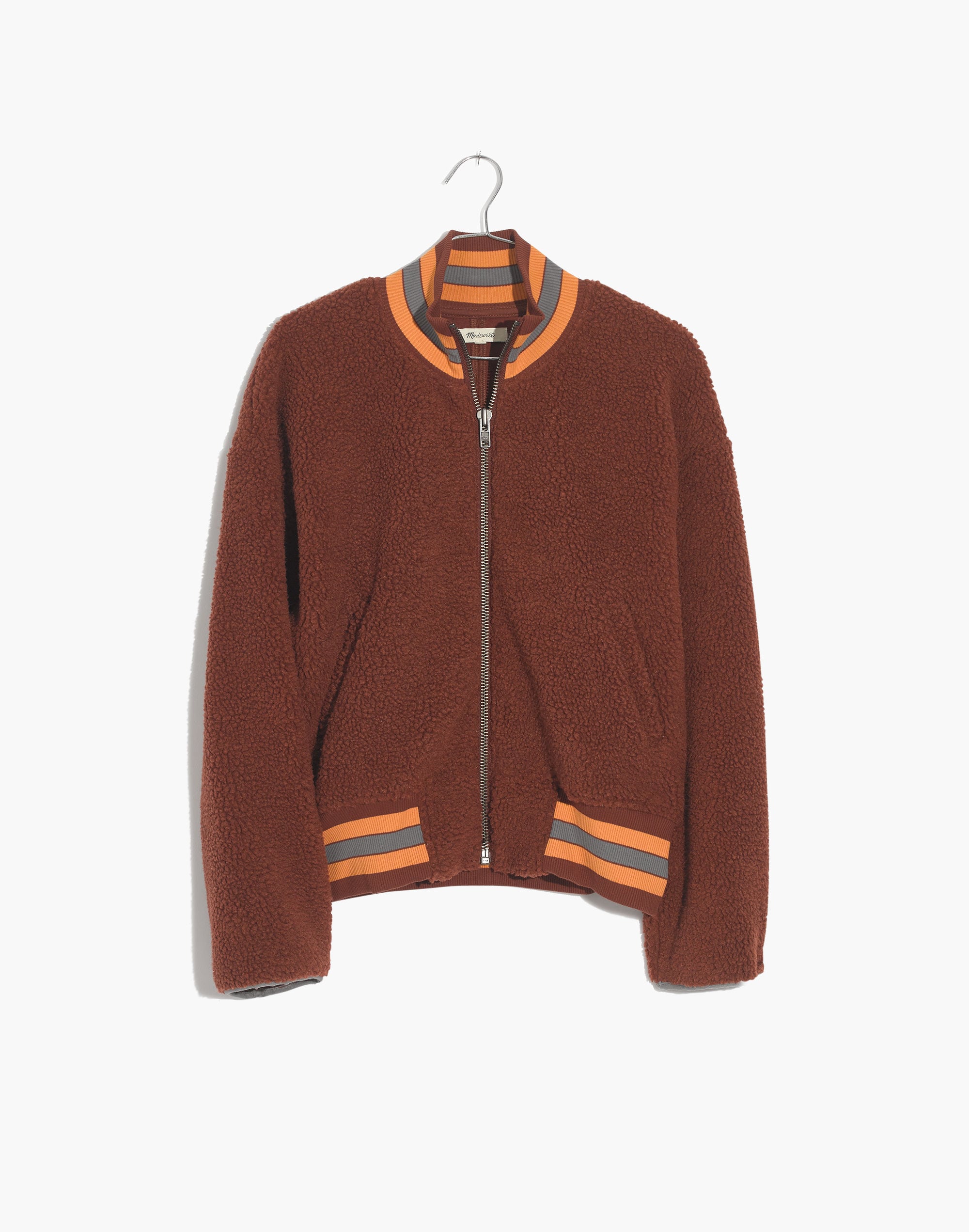 sherpa varsity bomber jacket