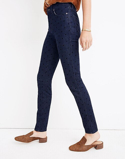 9 Mid-Rise Skinny Jeans: Flocked Dots Edition