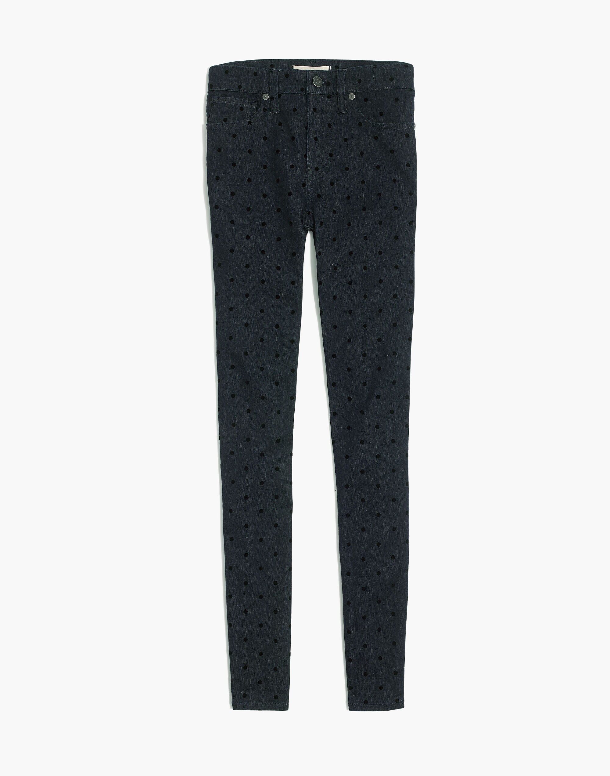 9" Mid-Rise Skinny Jeans: Flocked Dots Edition