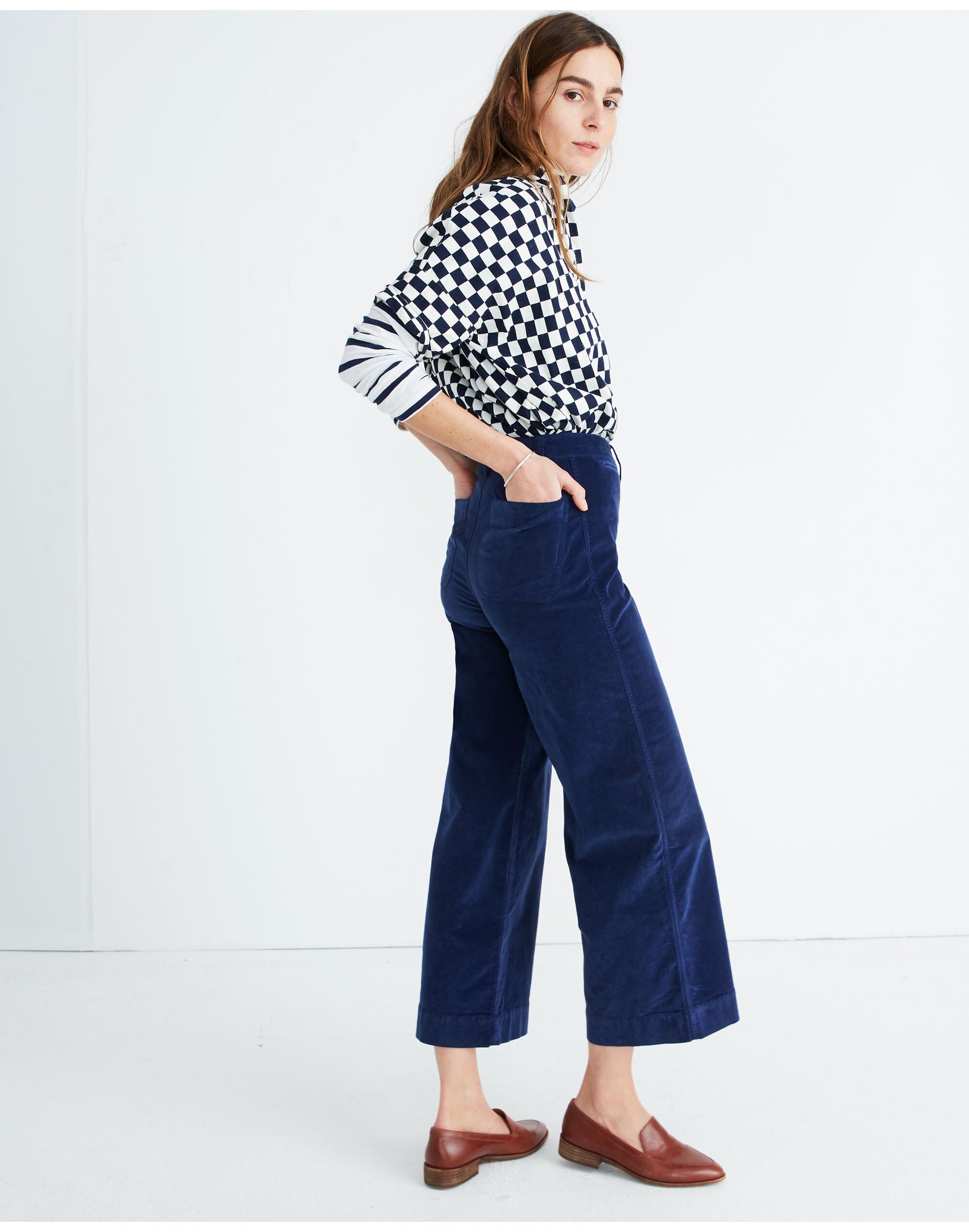 Emmett Wide-Leg Crop Pants in Velveteen