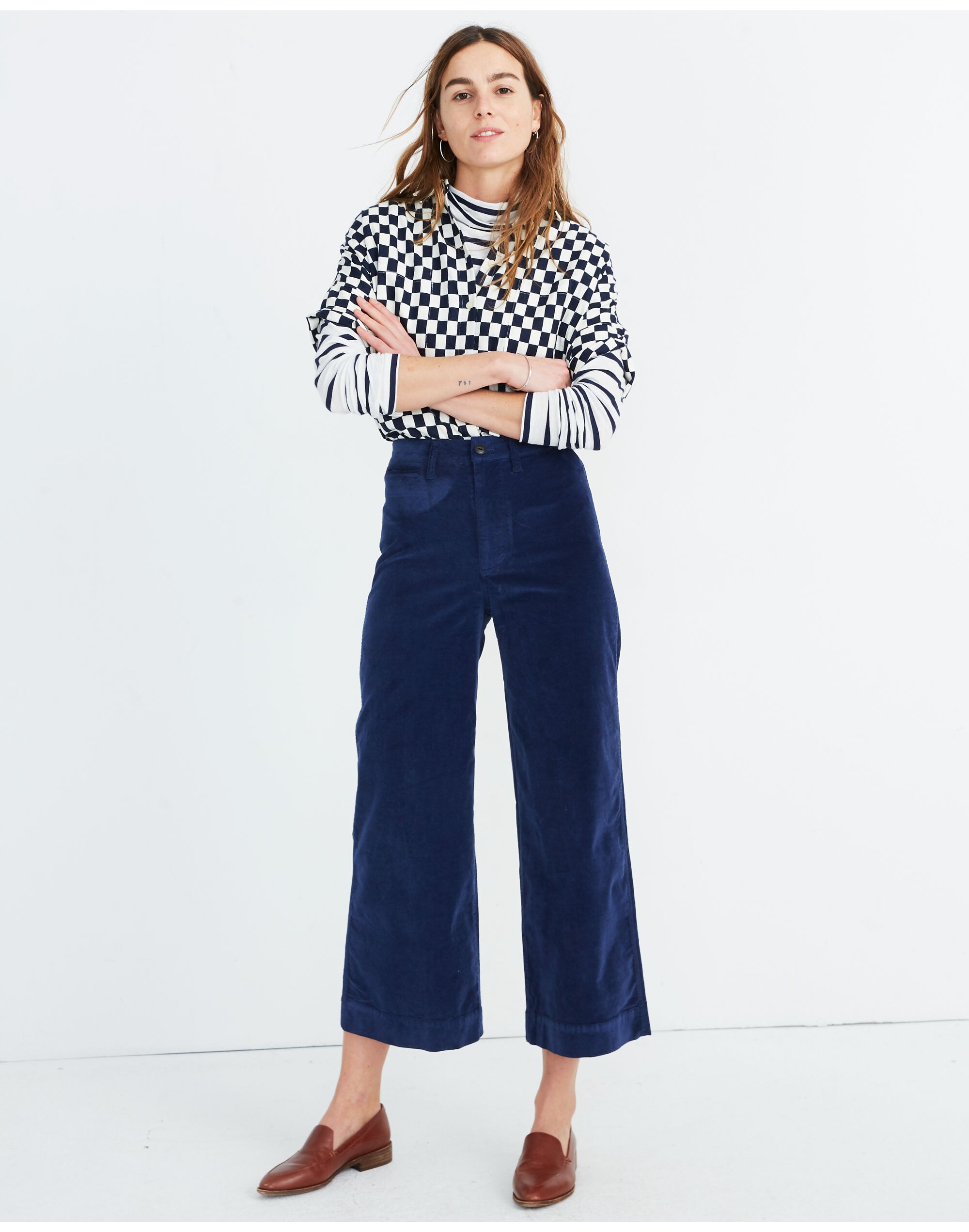 Emmett Wide-Leg Crop Pants in Velveteen