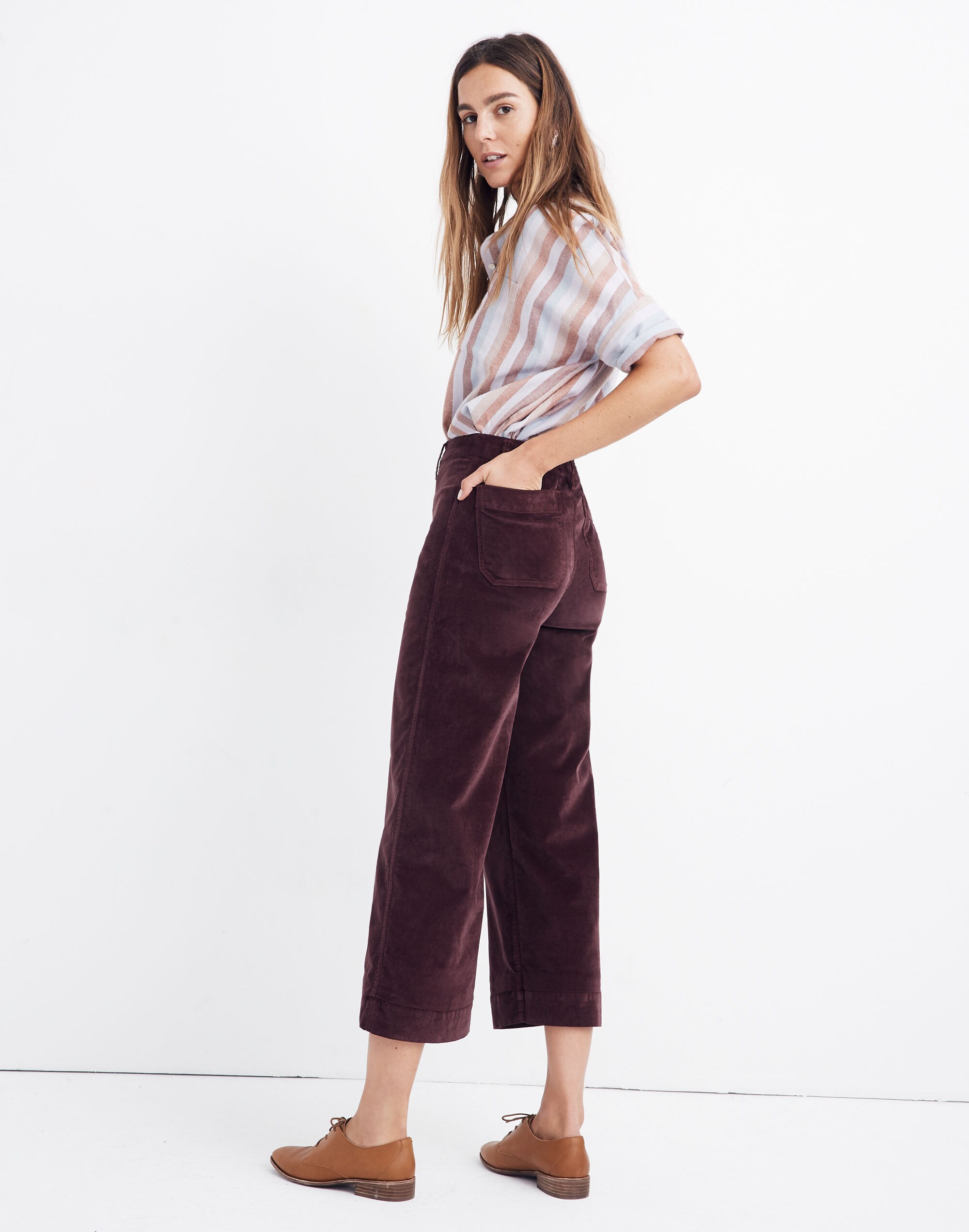 Emmett Wide-Leg Crop Pants in Velveteen