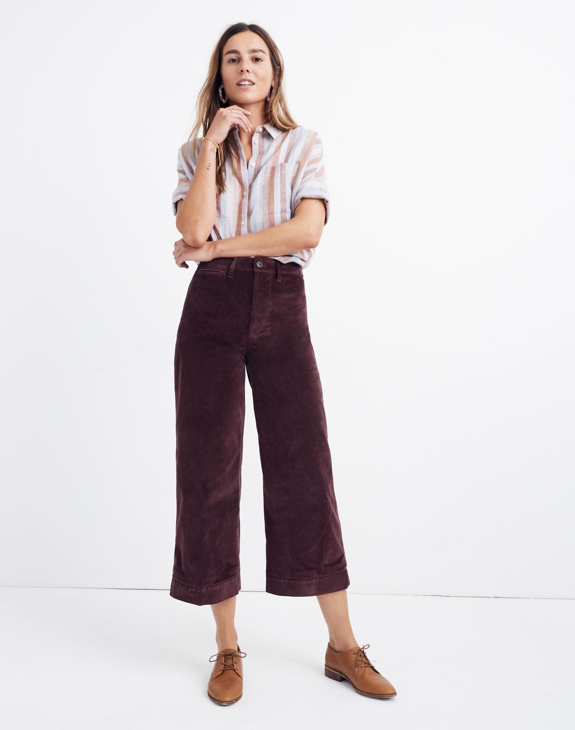 Emmett Wide-Leg Crop Pants in Velveteen