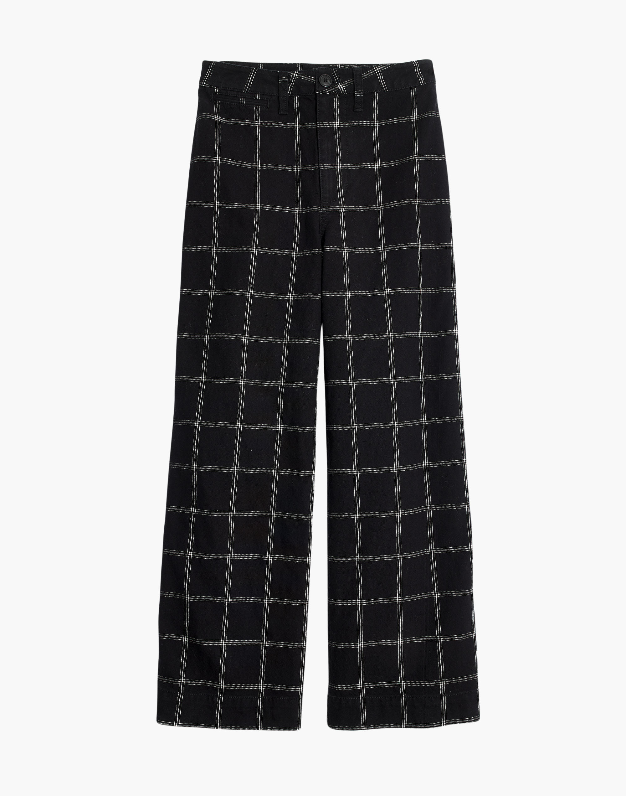 Emmett Wide-Leg Crop Pants in Black Windowpane