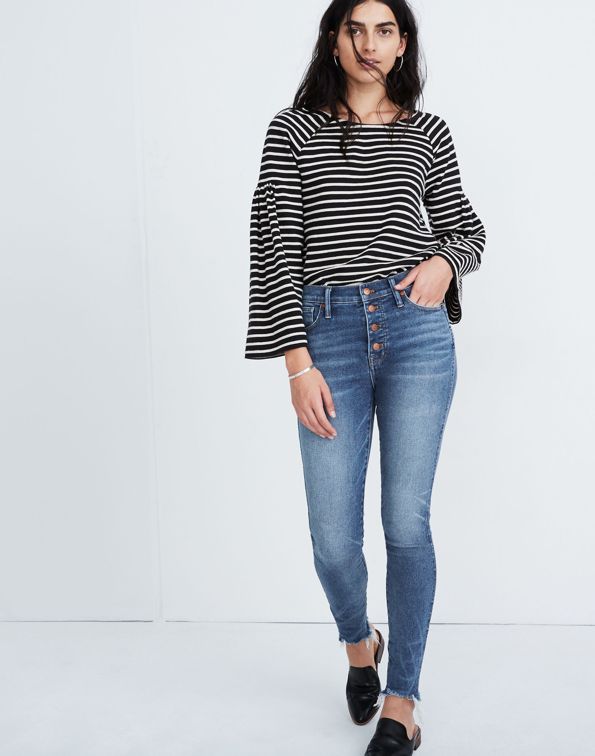 10" High-Rise Skinny Jeans in Cordova Wash: Button-Front Edition