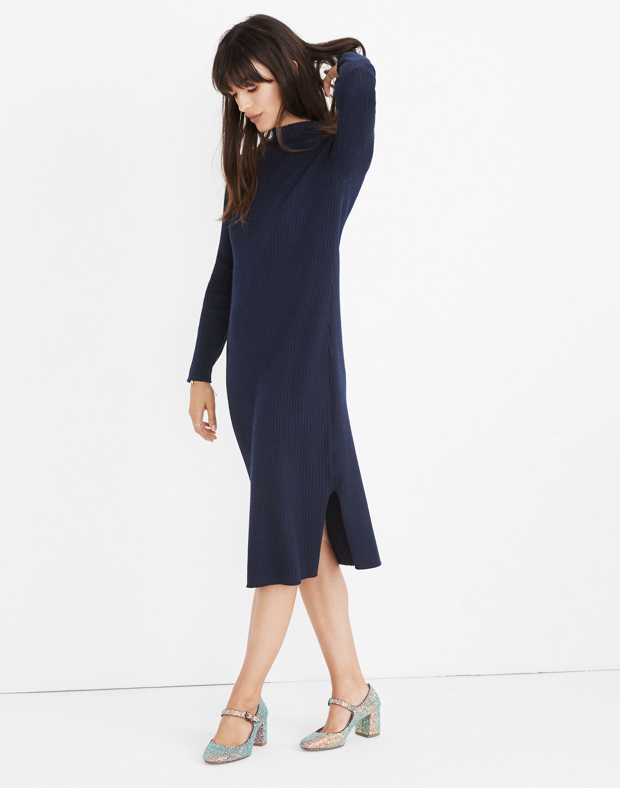 Mockneck Midi Sweater-Dress
