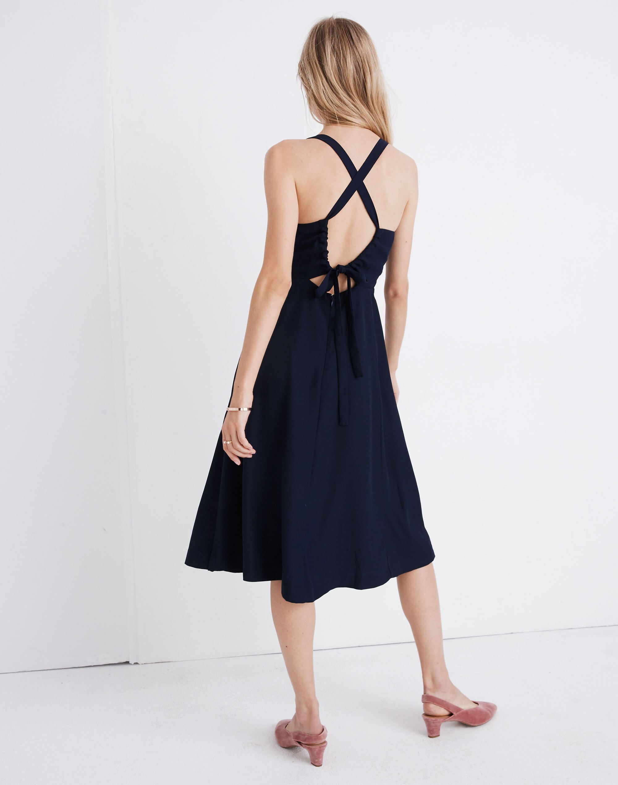 Cross-Back Midi Dress