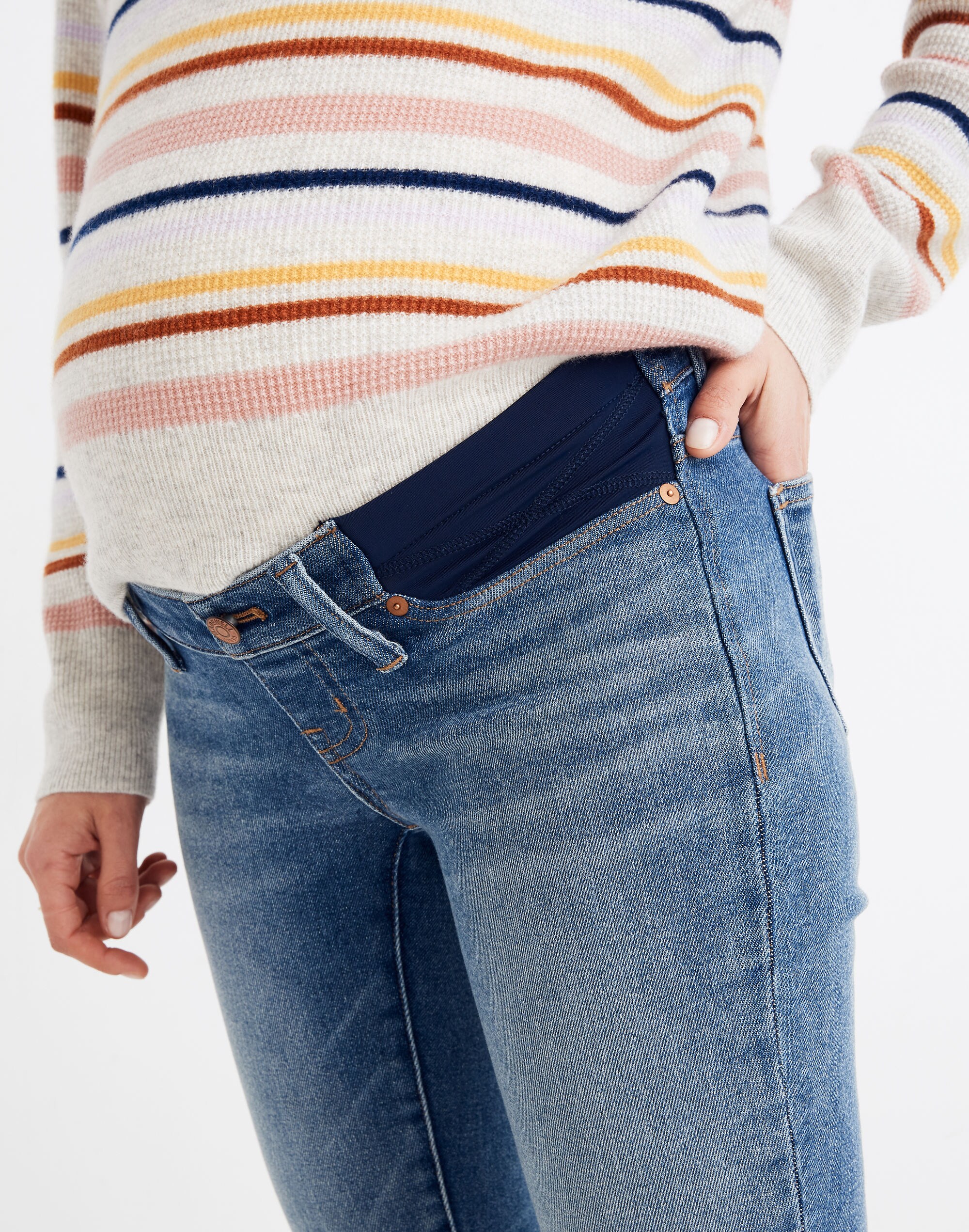 Maternity Side-Panel Skinny Jeans in Cordova Wash: Adjustable Edition