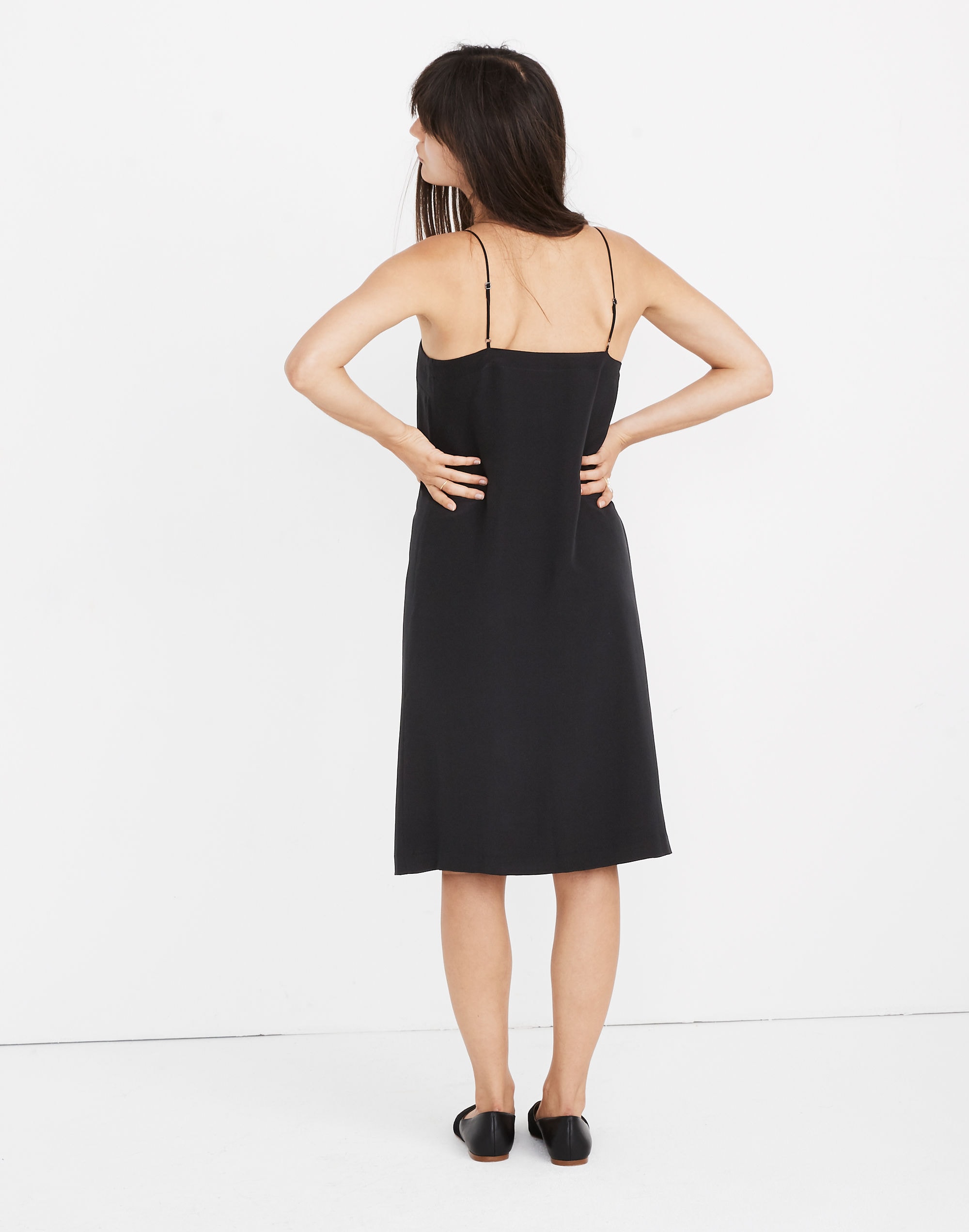 Silk Button-Front Slip Dress